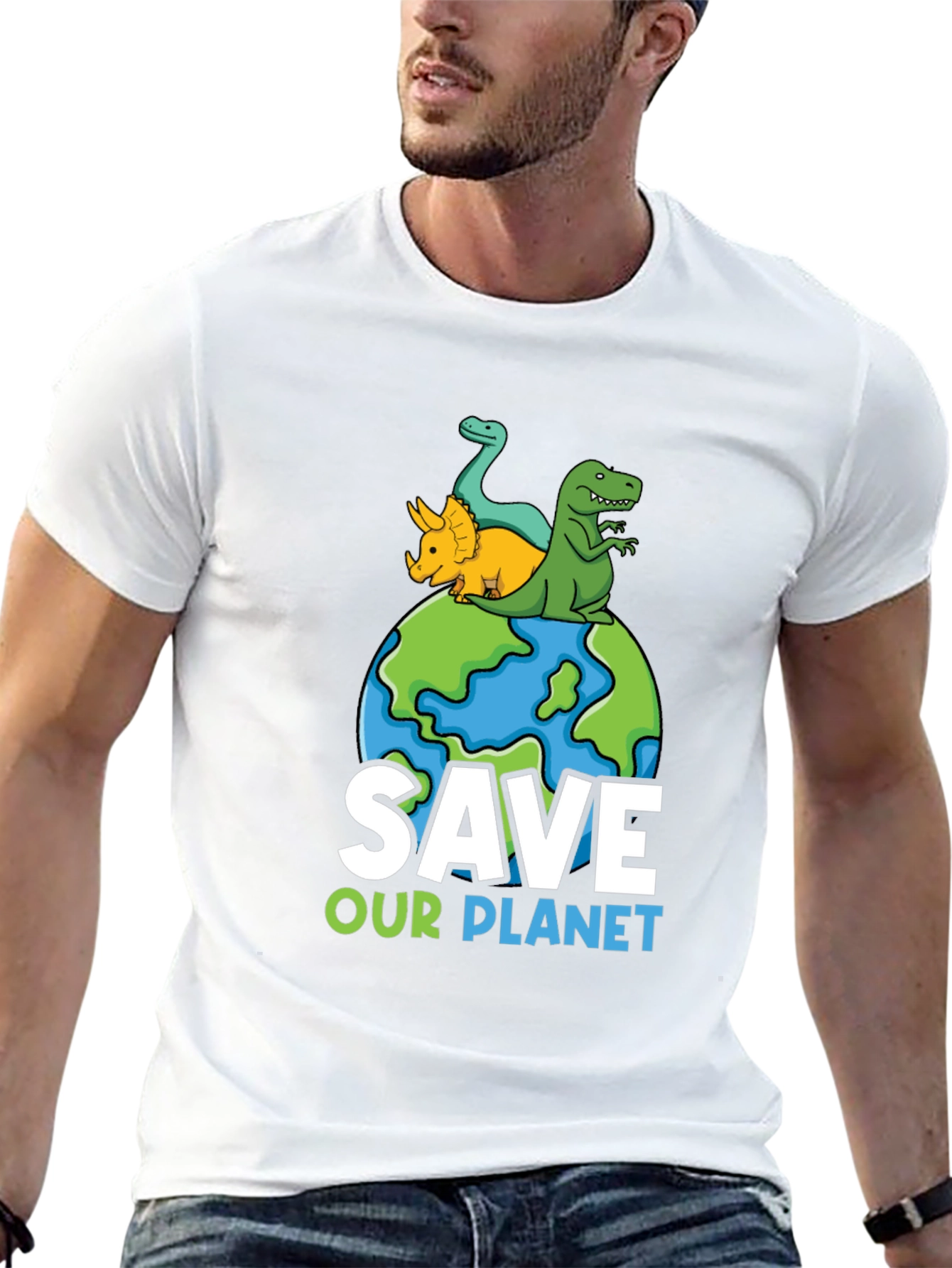 Save Our Planet Dinosaur Graphic T-Shirt