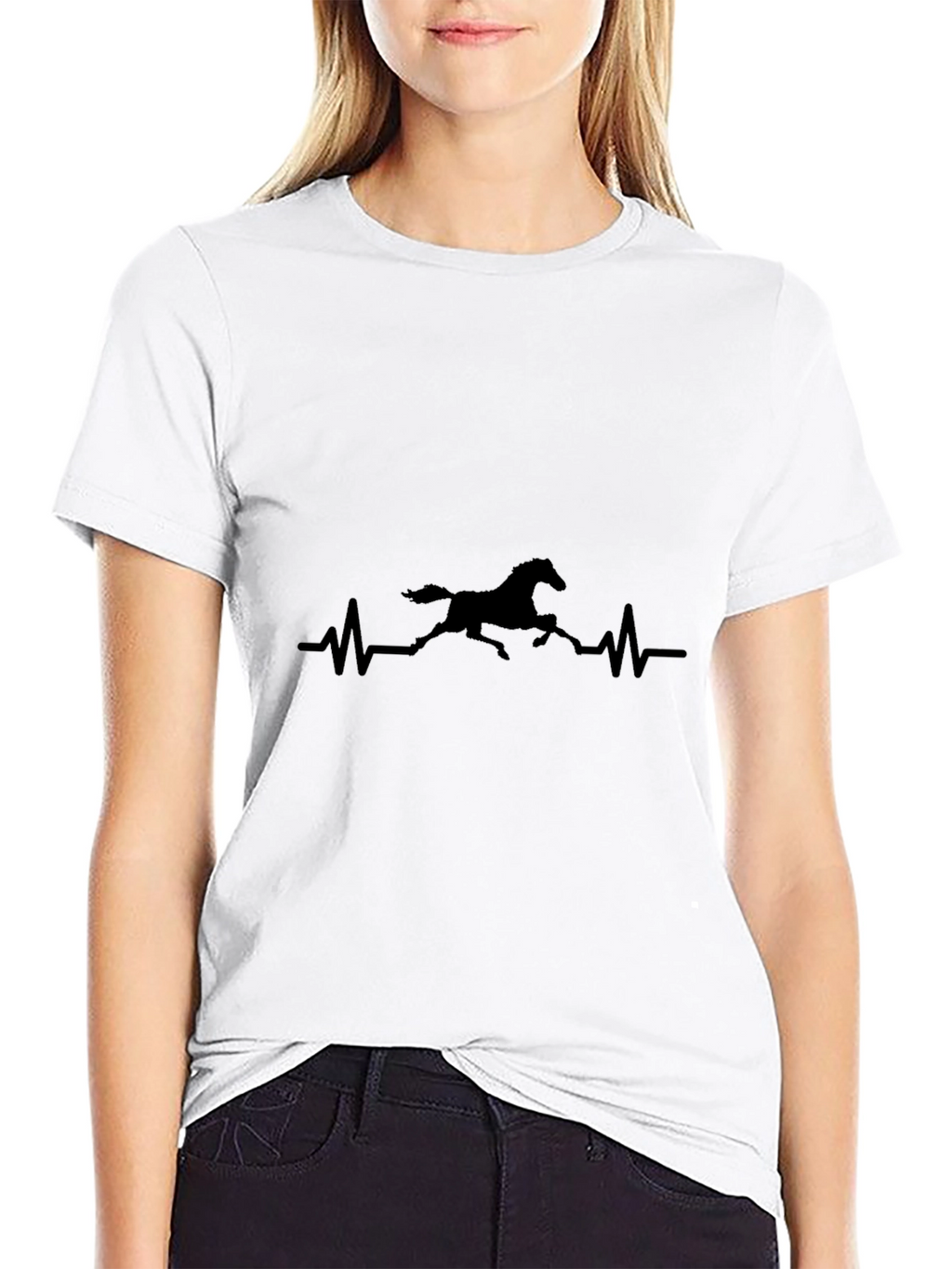 Horse Heartbeat Graphic Black T-Shirt