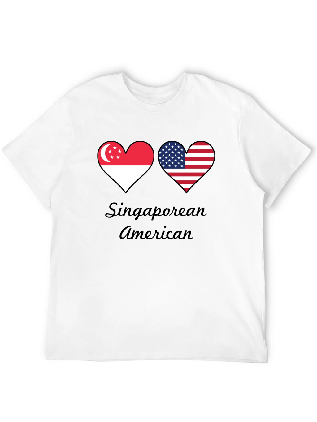 Singaporean American Flag Heart T-Shirt