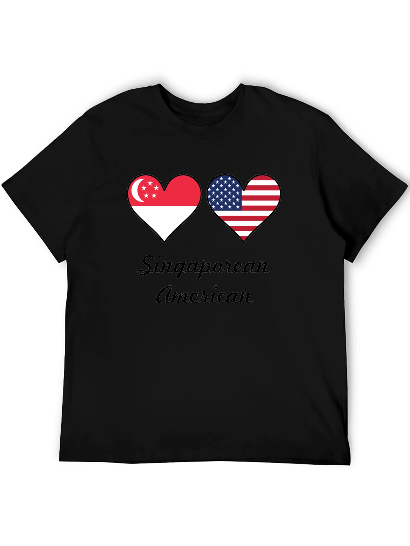 Singaporean American Flag Heart T-Shirt