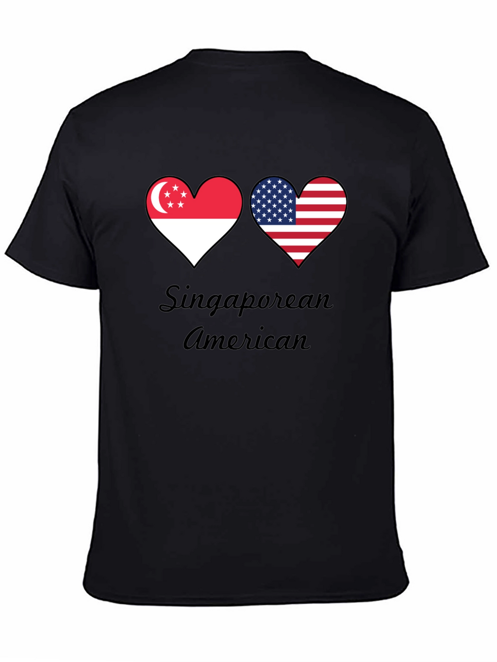 Singaporean American Flag Heart T-Shirt