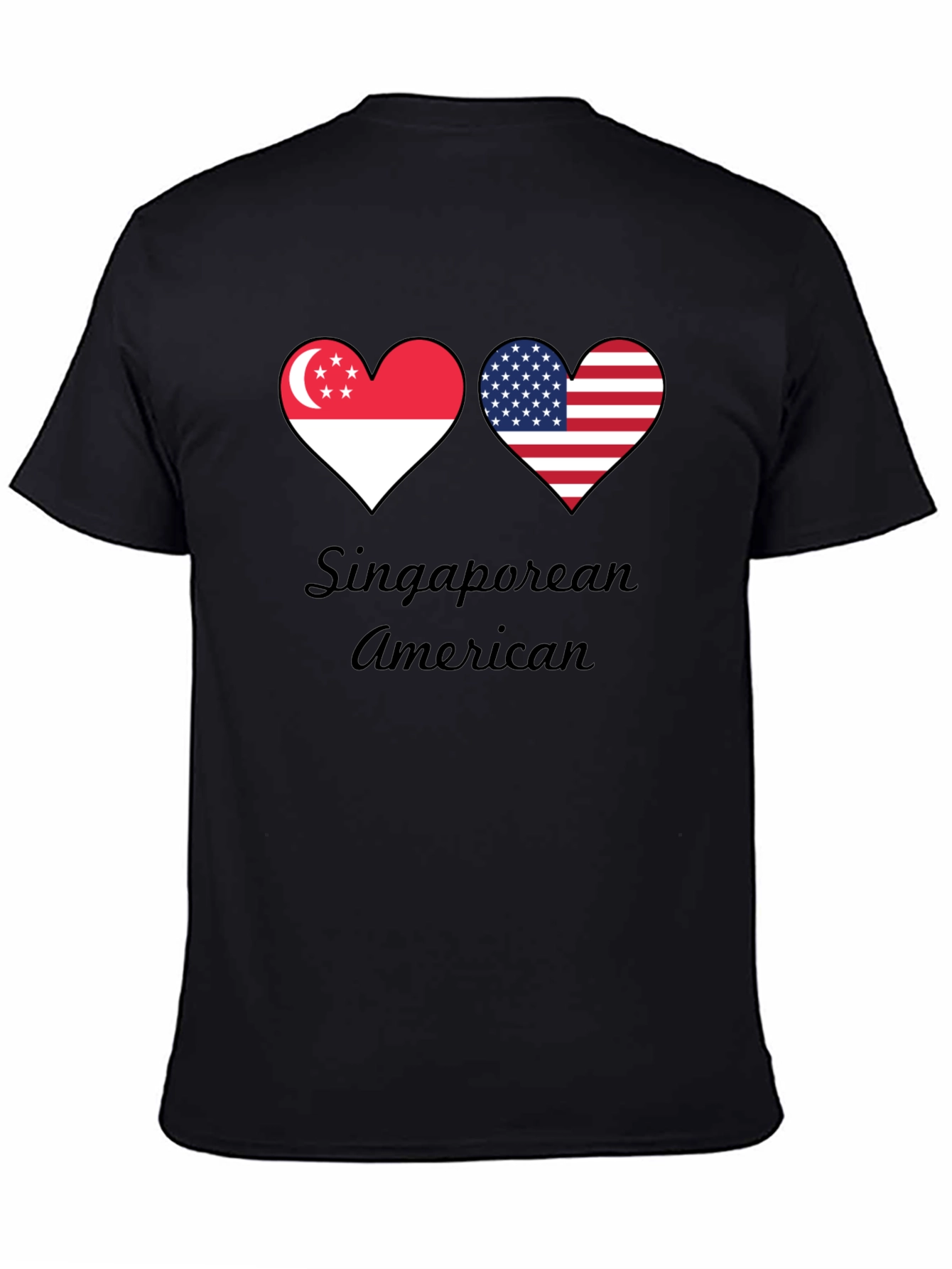 Singaporean American Flag Heart T-Shirt