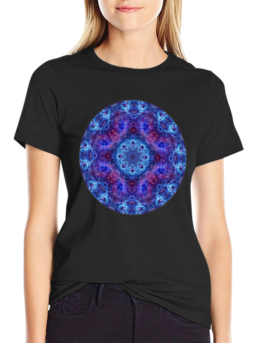 Cosmic Mandala Graphic T-Shirt - Black