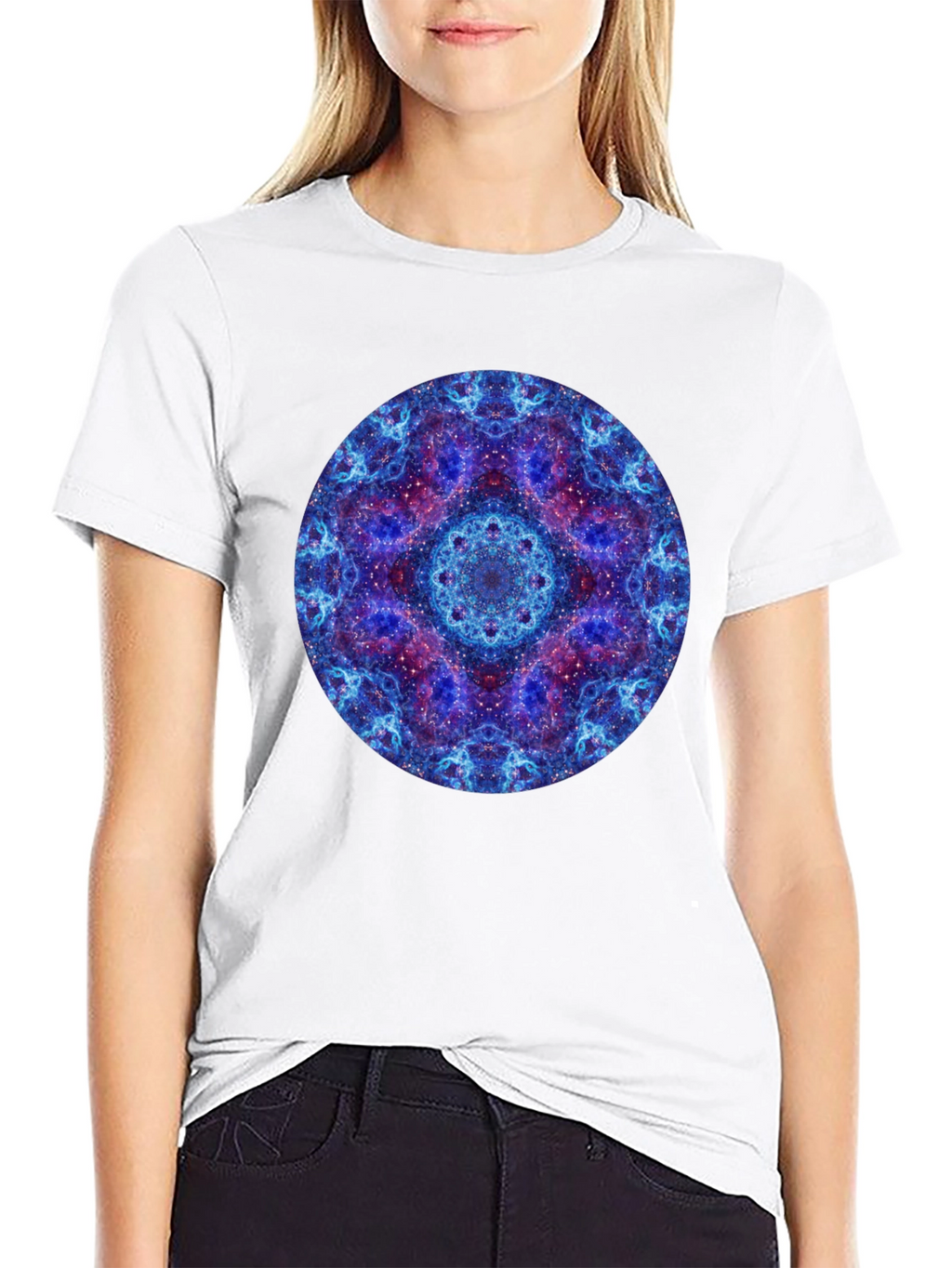Cosmic Mandala Graphic T-Shirt - Black
