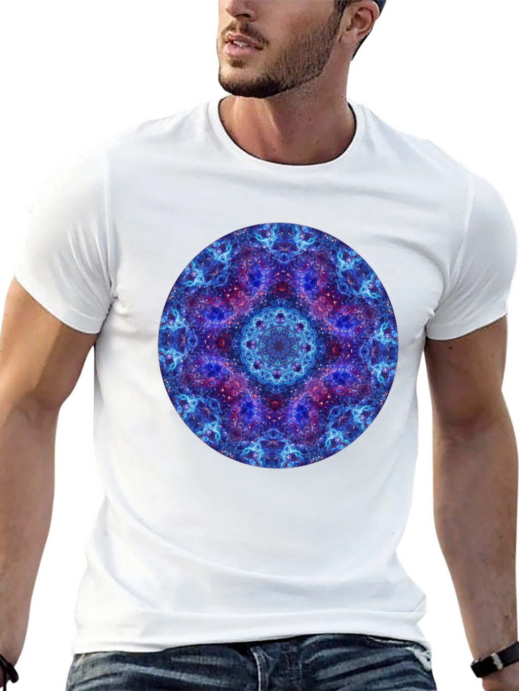 Cosmic Mandala Graphic T-Shirt - Black