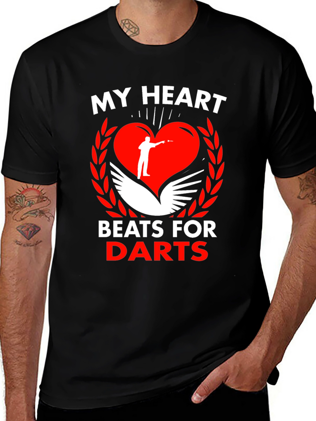 My Heart Beats For Darts Black T-Shirt