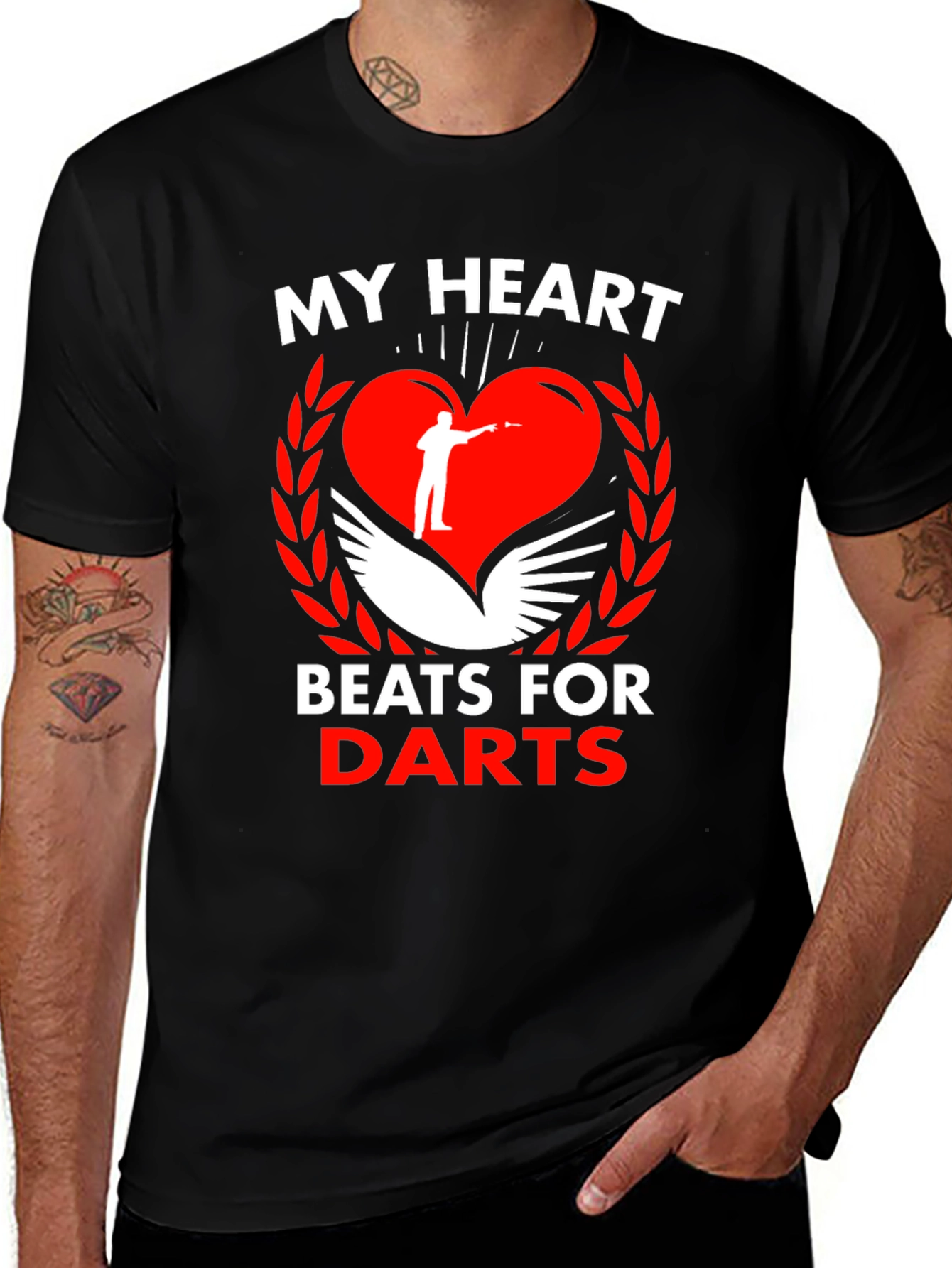 My Heart Beats For Darts Black T-Shirt