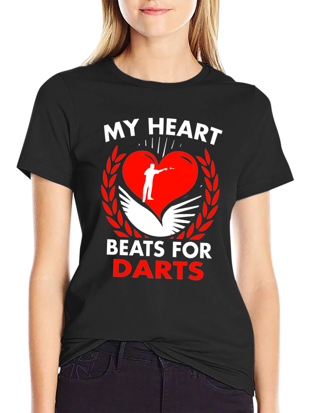 My Heart Beats For Darts Black T-Shirt