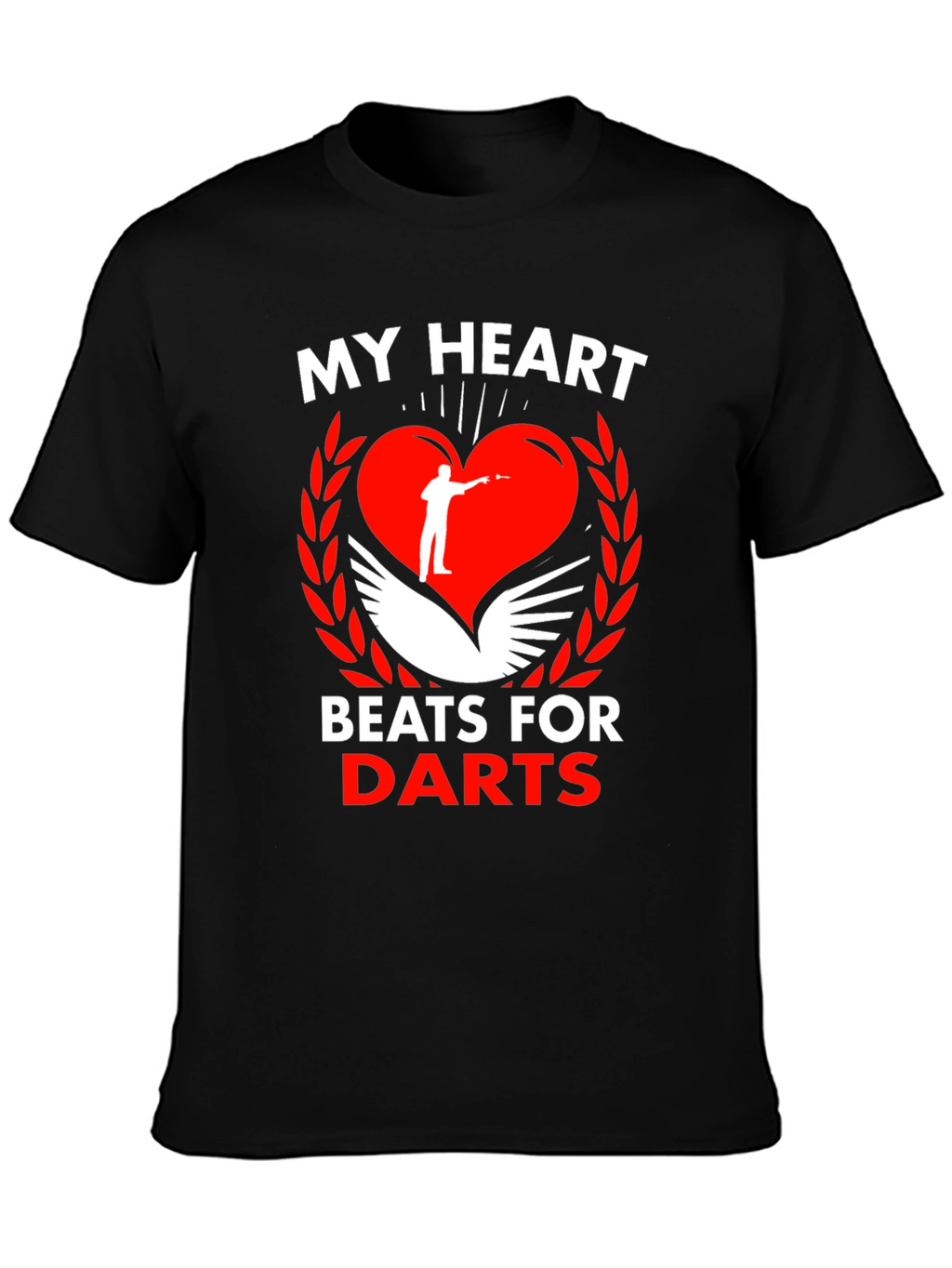 My Heart Beats For Darts Black T-Shirt