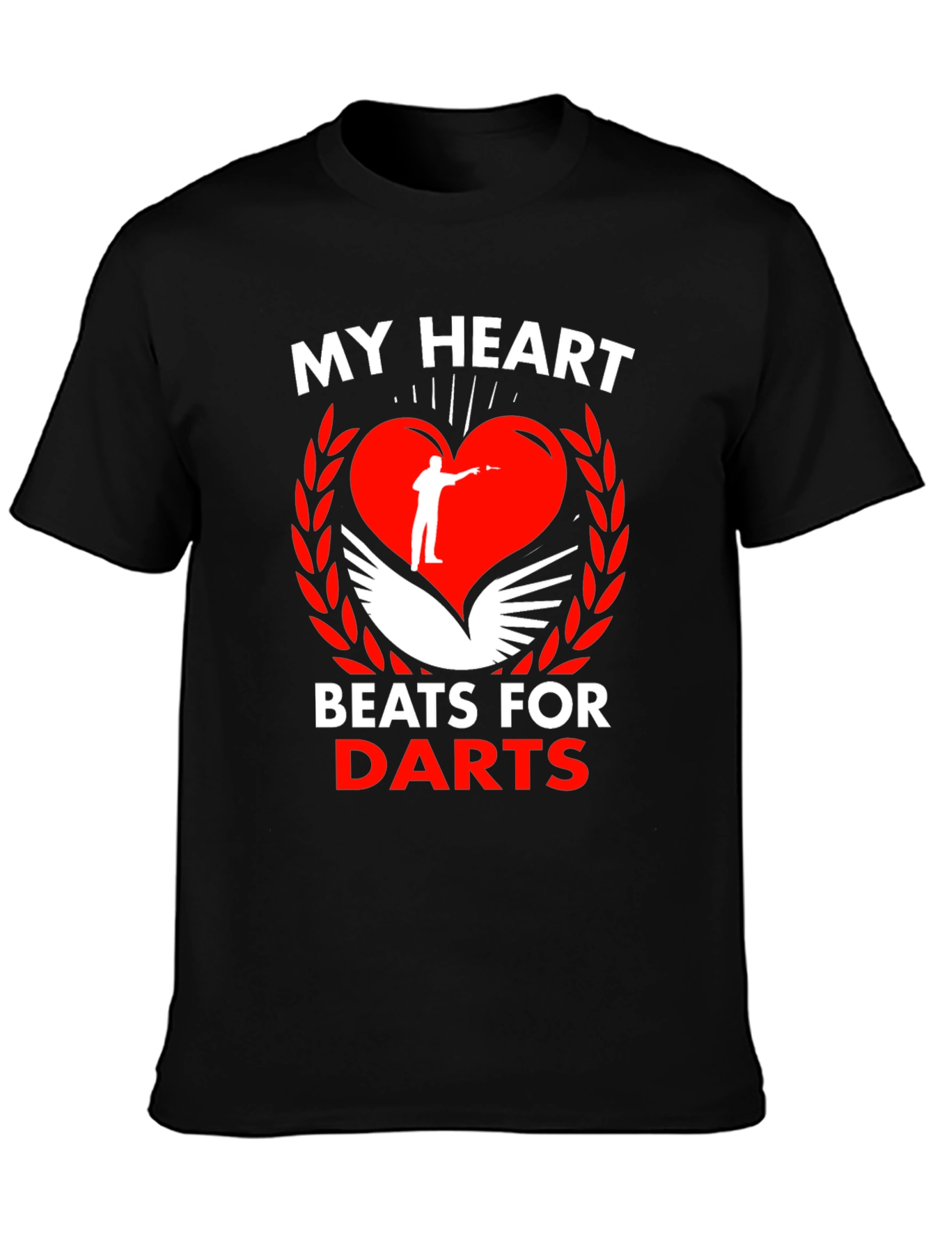 My Heart Beats For Darts Black T-Shirt