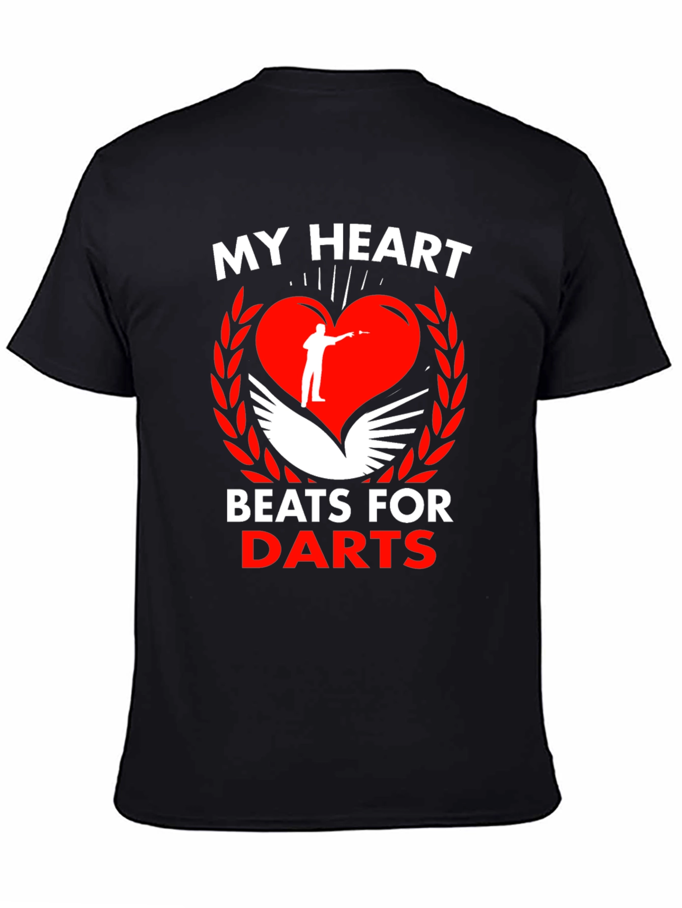 My Heart Beats For Darts Black T-Shirt