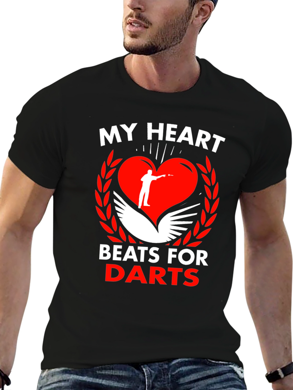 My Heart Beats For Darts Black T-Shirt