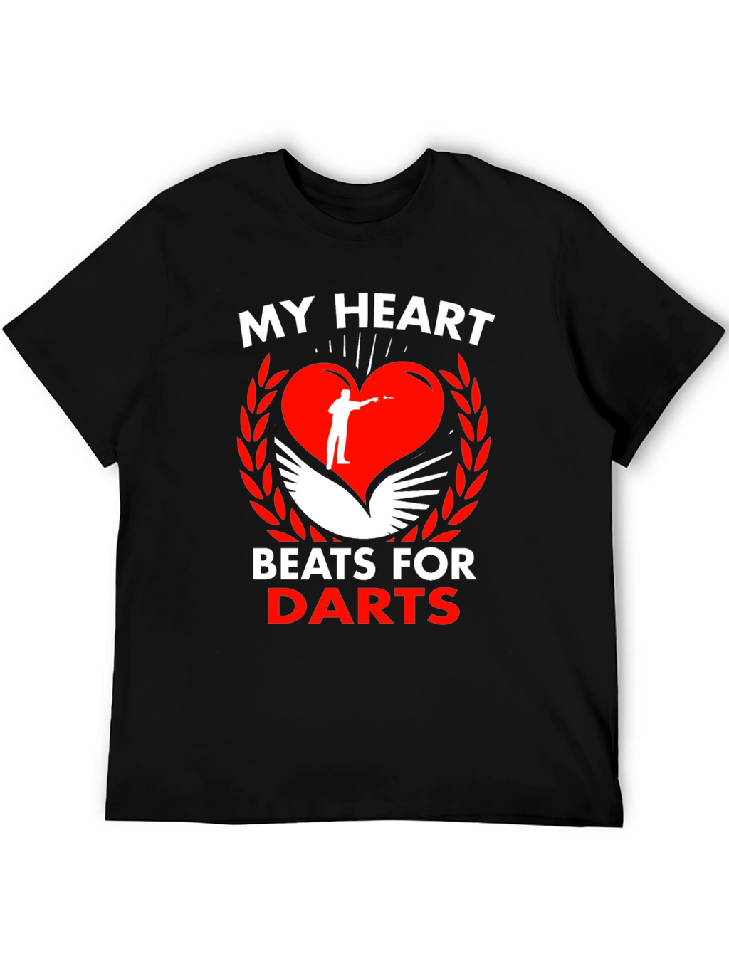 My Heart Beats For Darts Black T-Shirt