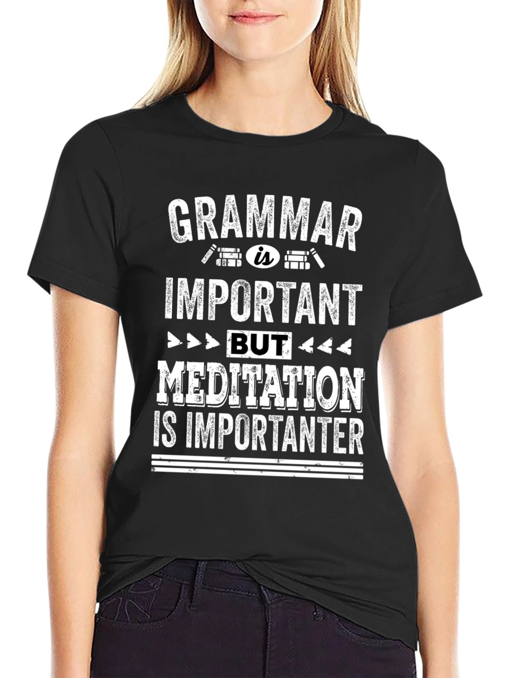 Grammar vs. Meditation T-Shirt - Important-er Tee