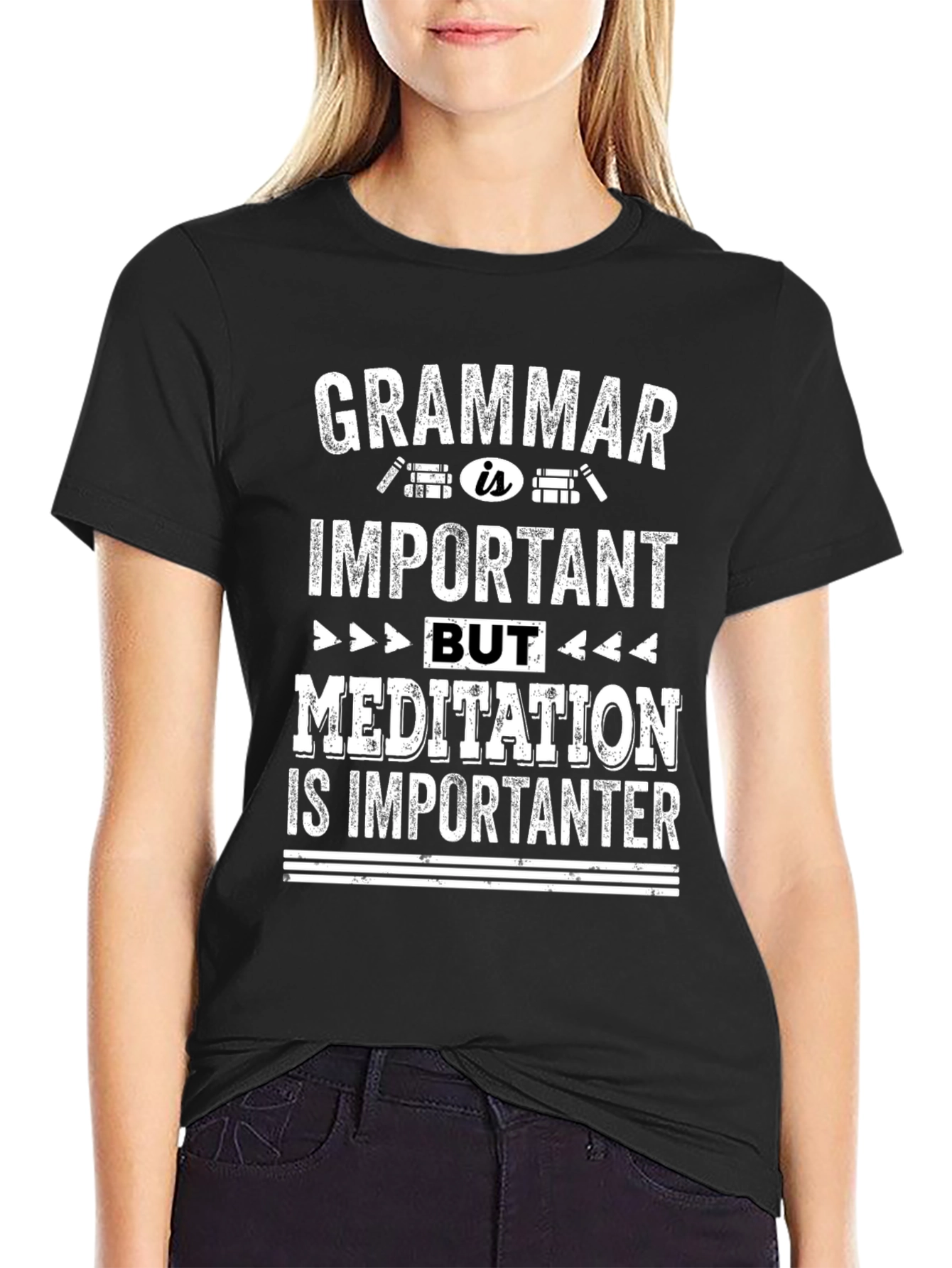 Grammar vs. Meditation T-Shirt - Important-er Tee