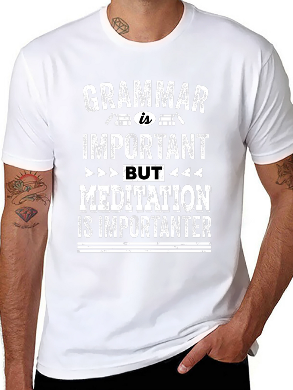 Grammar vs. Meditation T-Shirt - Important-er Tee