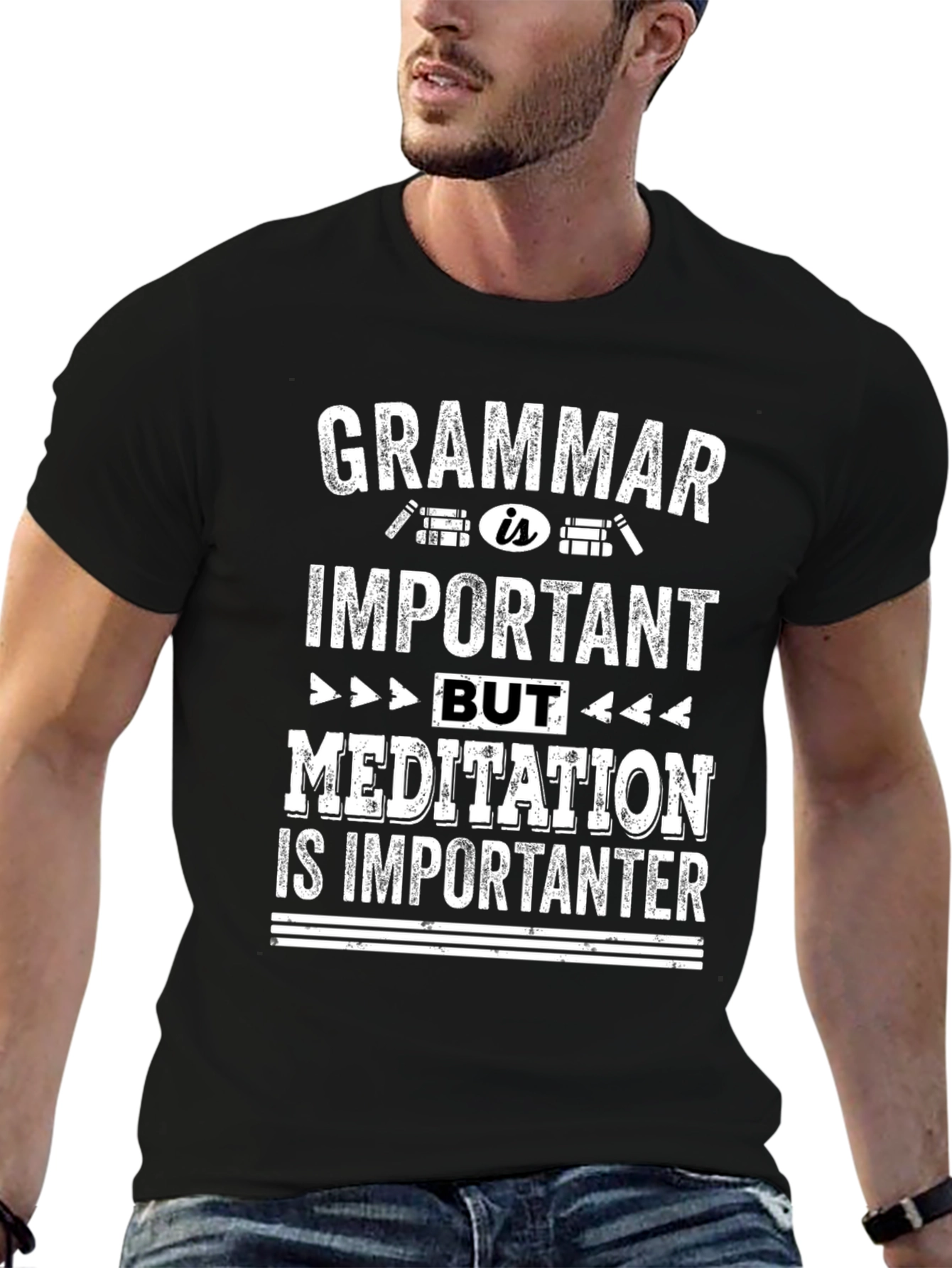 Grammar vs. Meditation T-Shirt - Important-er Tee