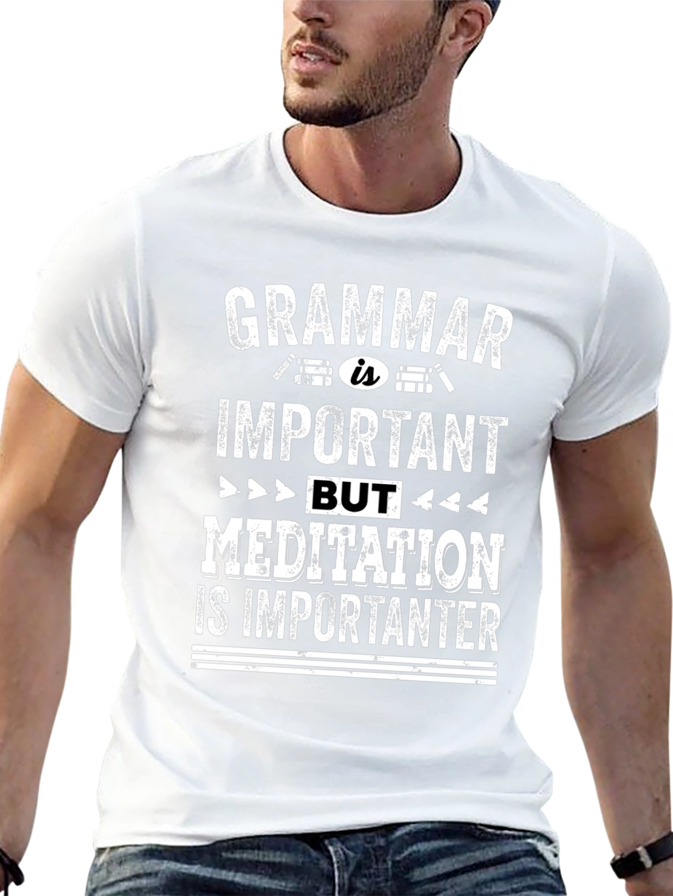 Grammar vs. Meditation T-Shirt - Important-er Tee