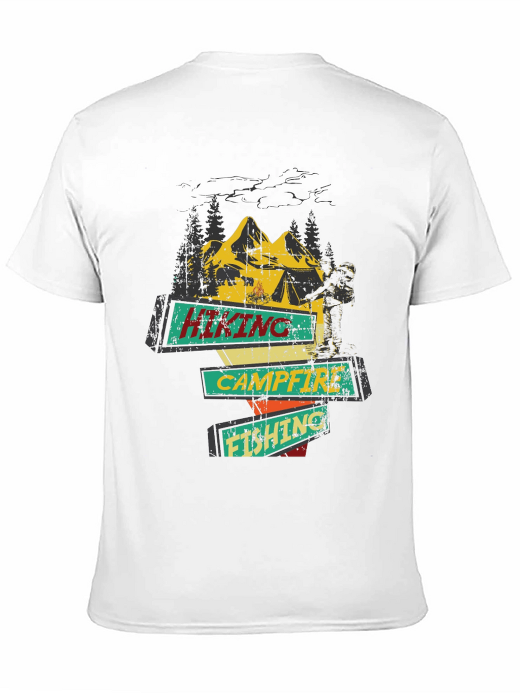 Hiking Campfire Fishing Graphic Tee