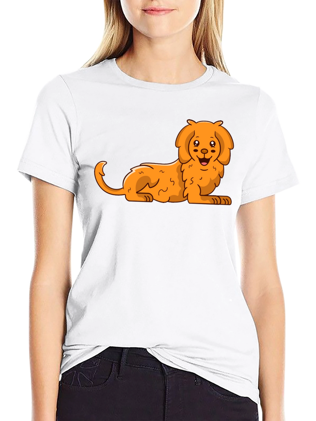 Cute Cartoon Dog Black T-Shirt