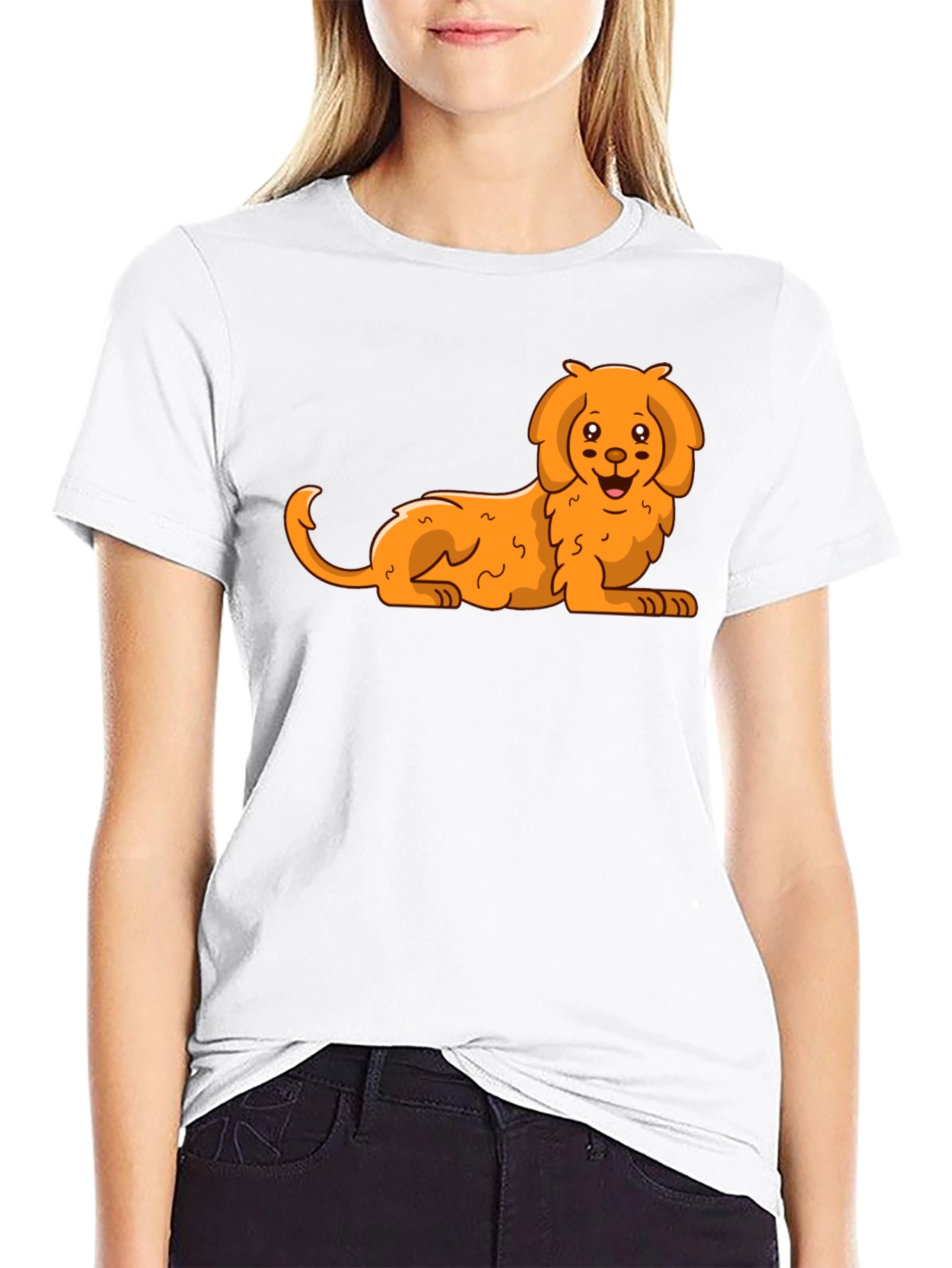 Cute Cartoon Dog Black T-Shirt
