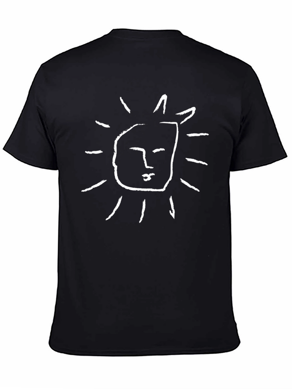 Abstract Sun Face Graphic Black T-Shirt