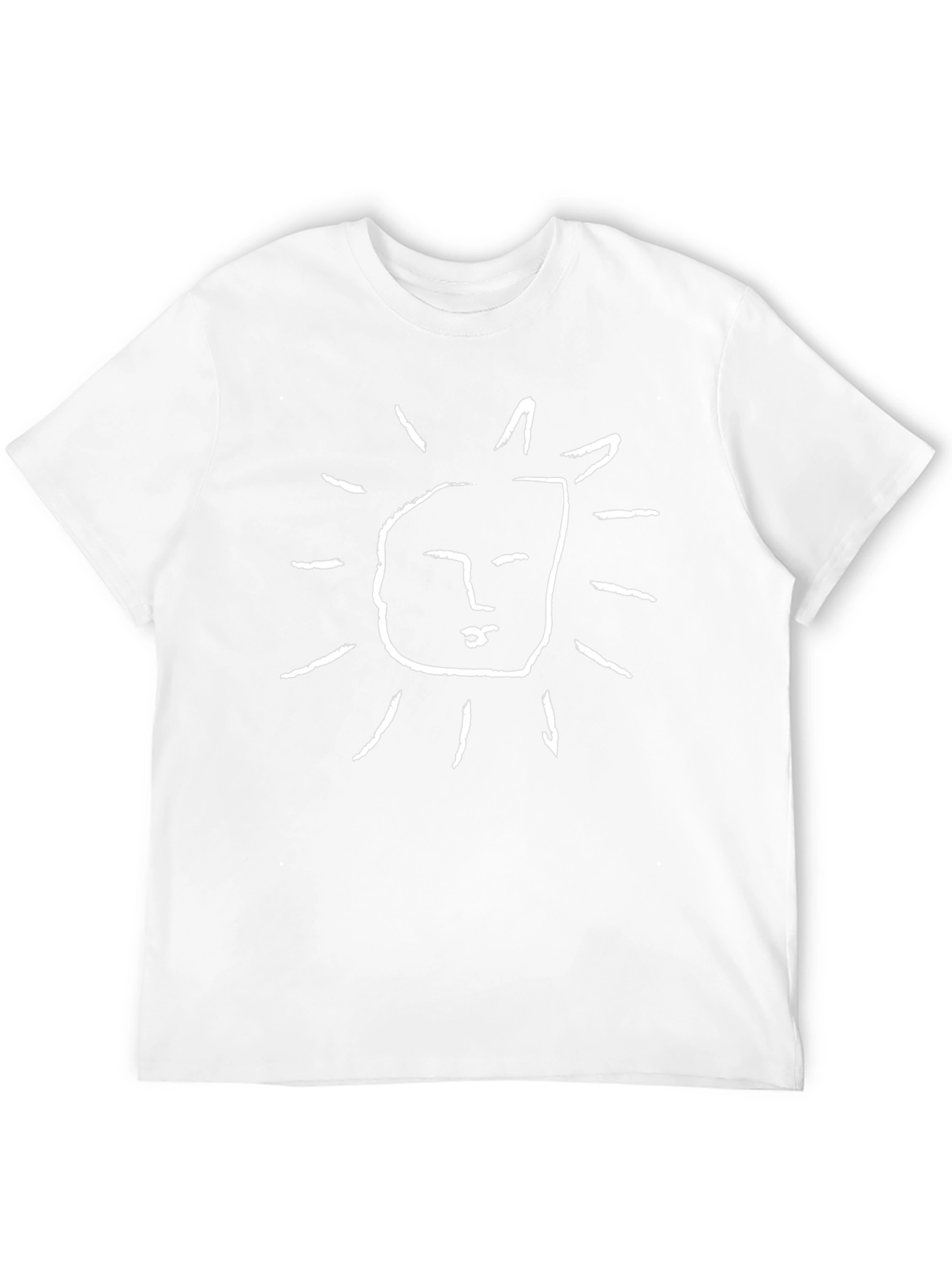 Abstract Sun Face Graphic Black T-Shirt