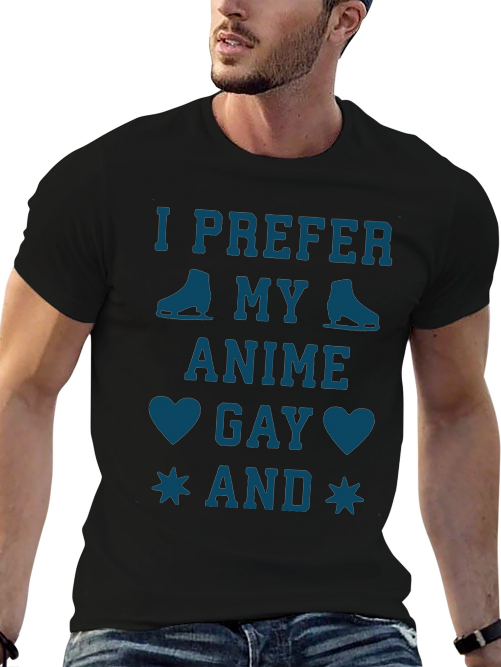 I Prefer My Anime Gay Black T-Shirt