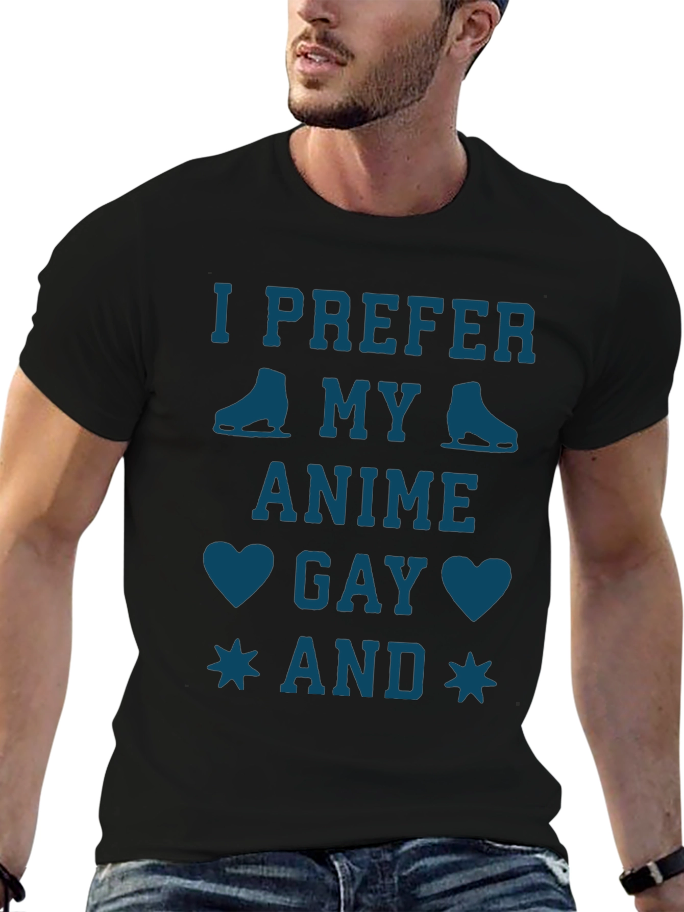 I Prefer My Anime Gay Black T-Shirt