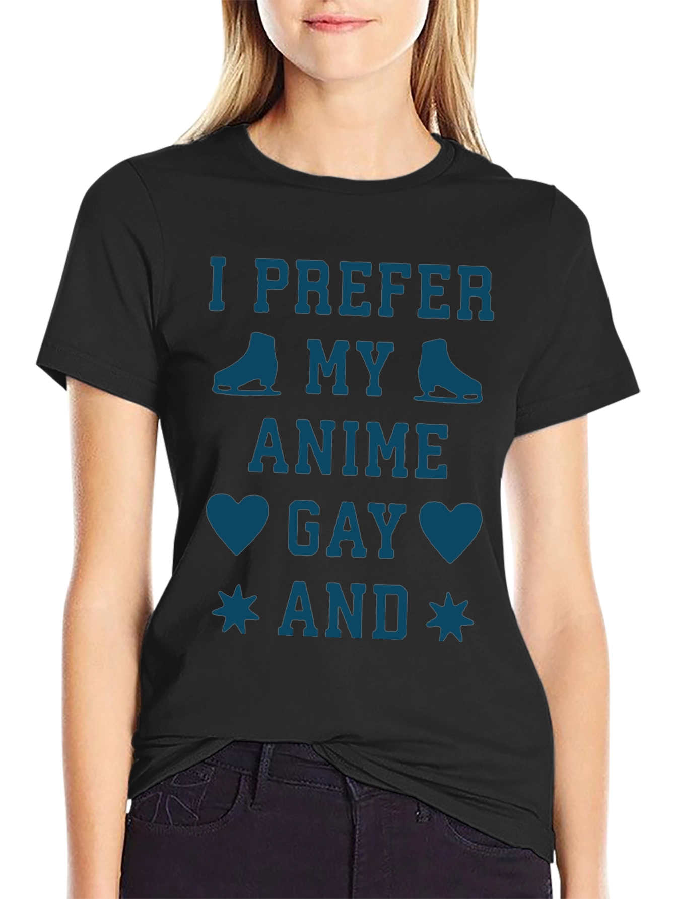 I Prefer My Anime Gay Black T-Shirt