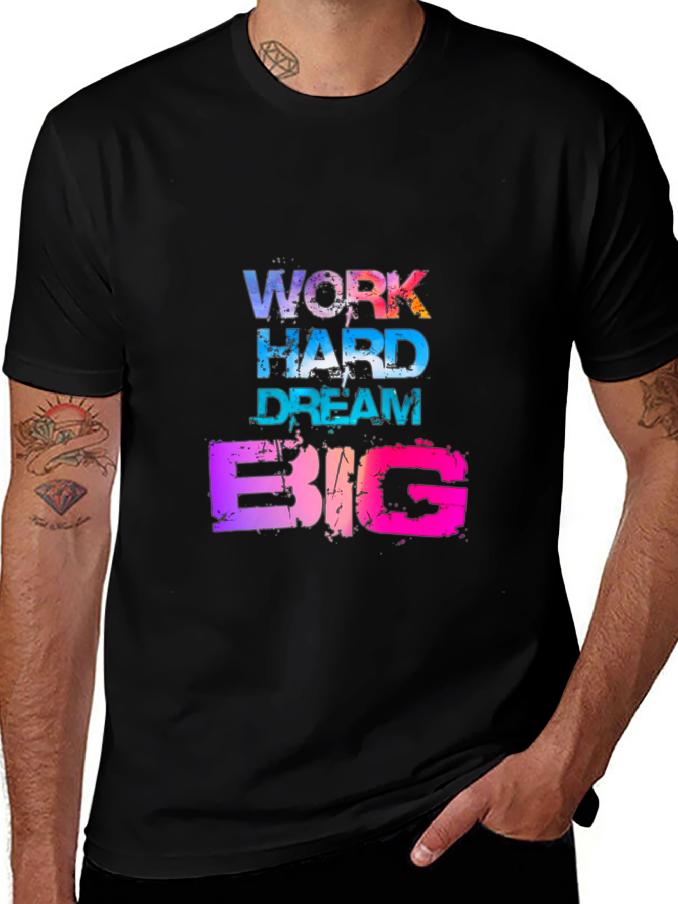 Work Hard Dream Big Graphic Tee - Mens Black T-Shirt