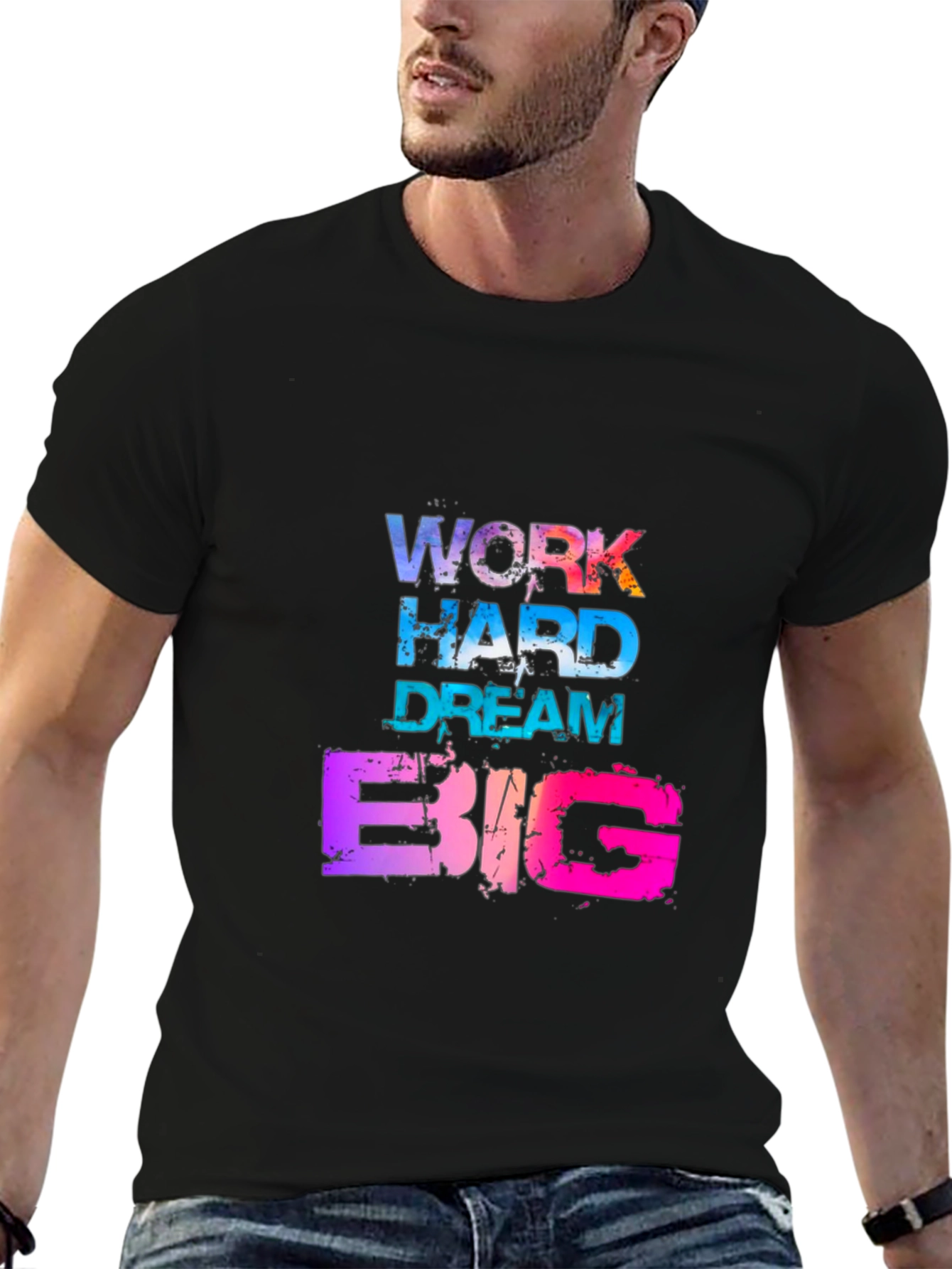 Work Hard Dream Big Graphic Tee - Mens Black T-Shirt