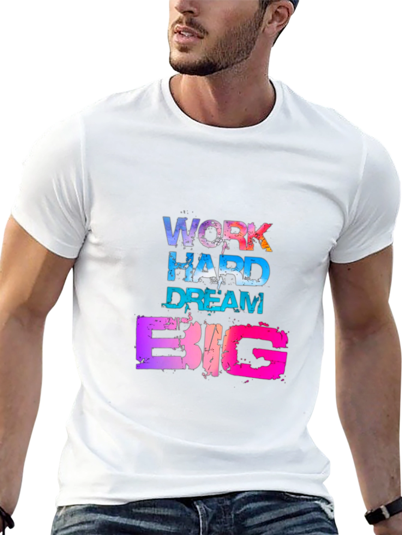 Work Hard Dream Big Graphic Tee - Mens Black T-Shirt