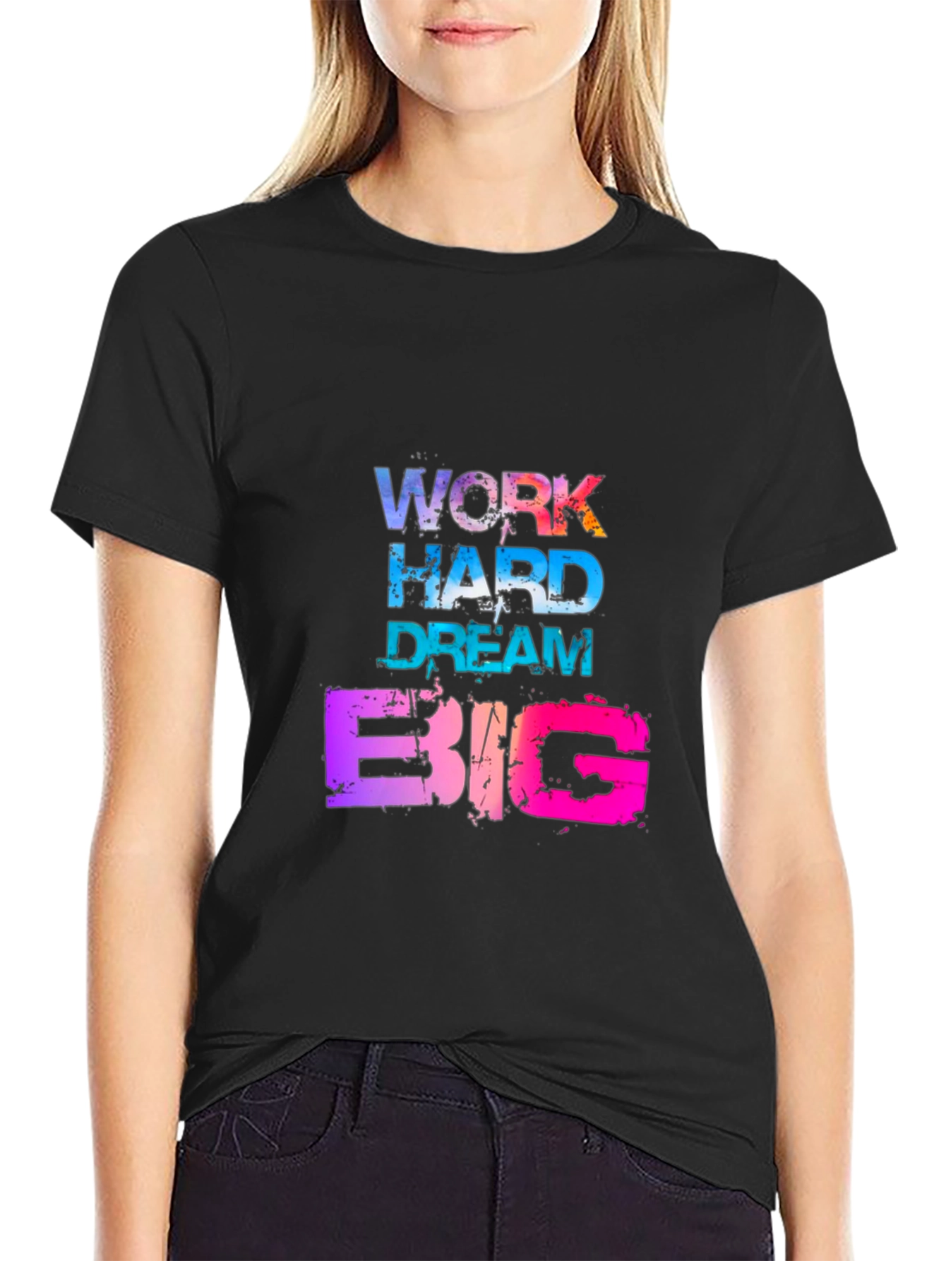 Work Hard Dream Big Graphic Tee - Mens Black T-Shirt