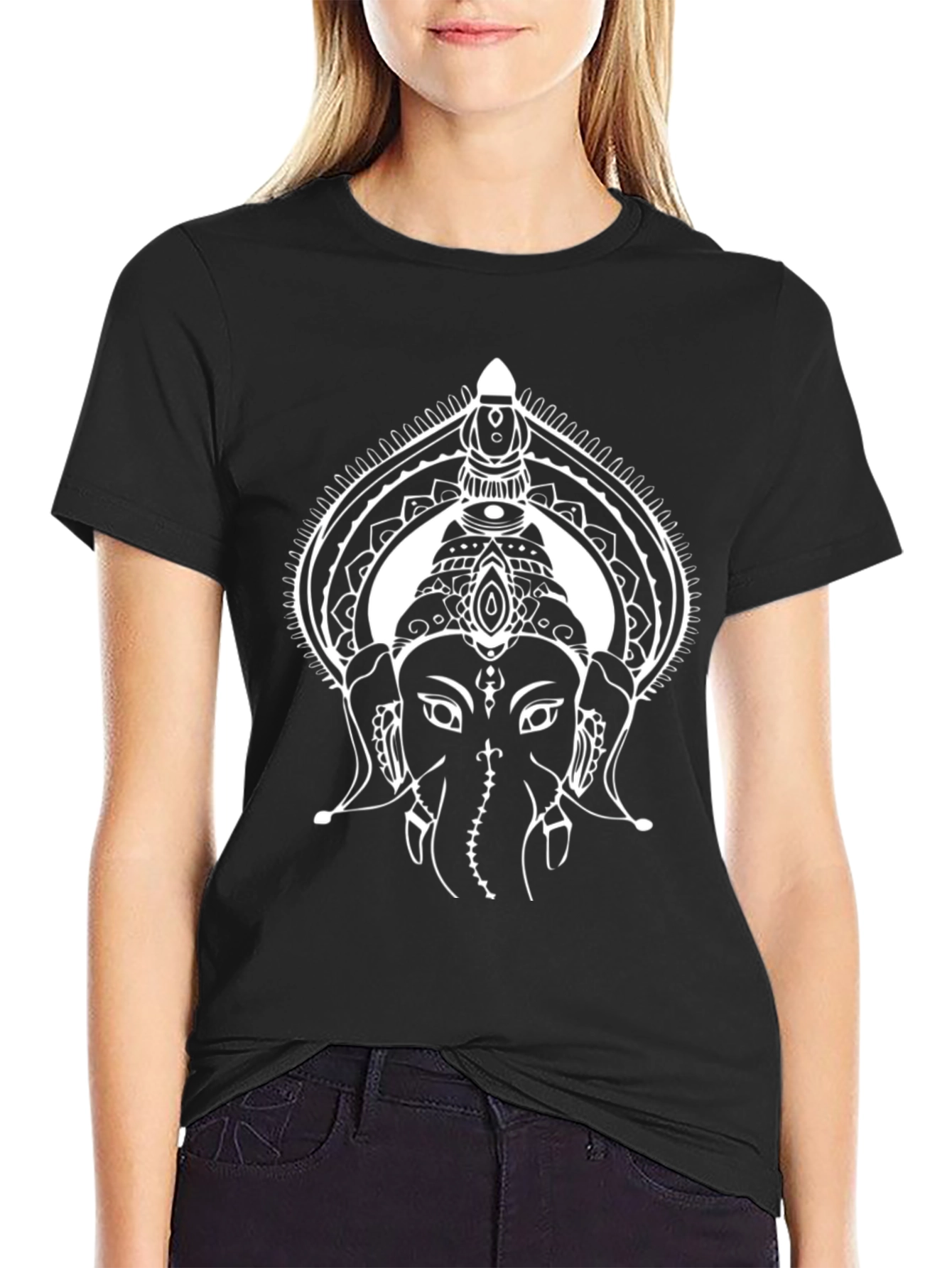 Ganesh Graphic Tee - Black Cotton Blend