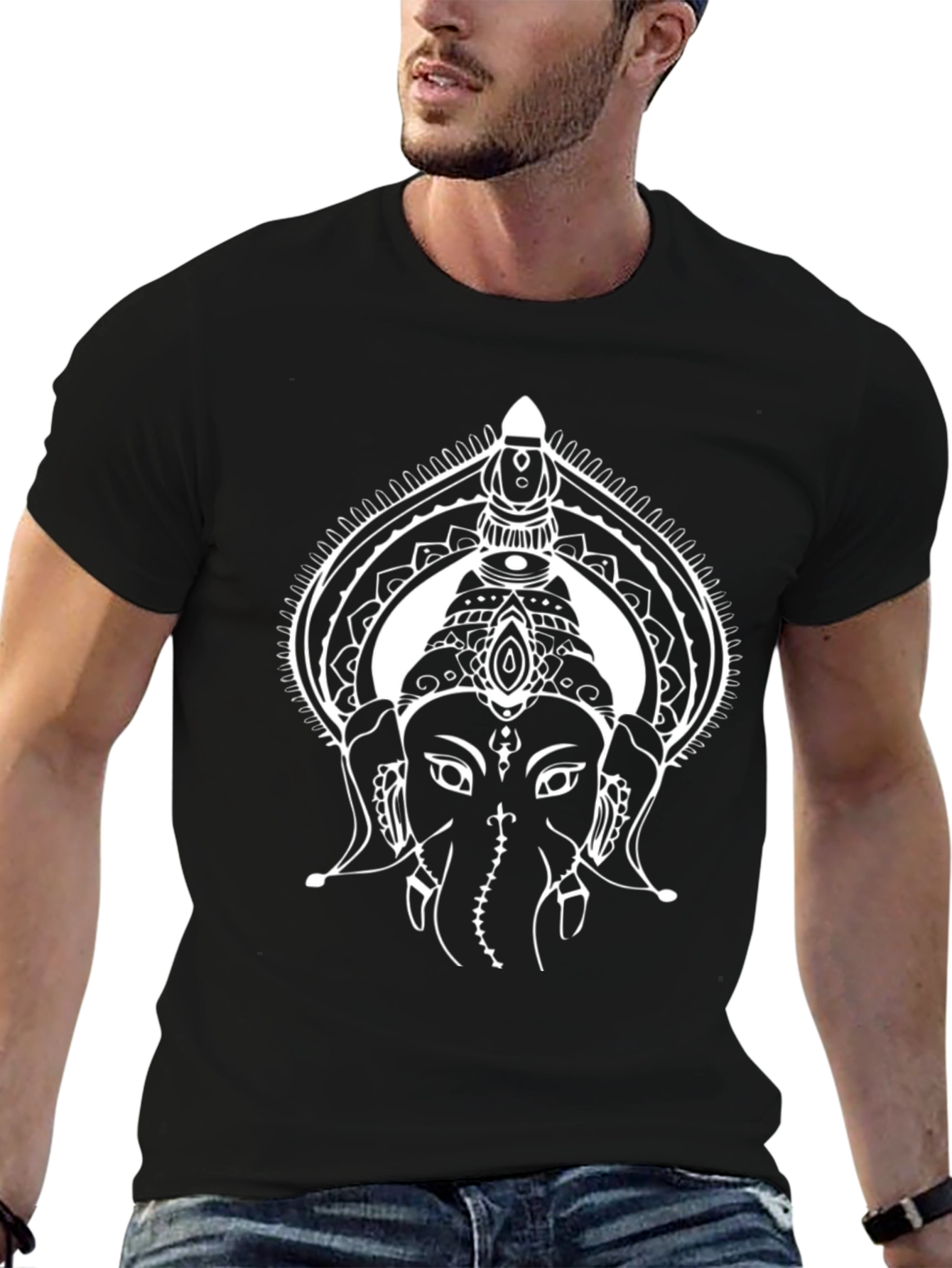 Ganesh Graphic Tee - Black Cotton Blend