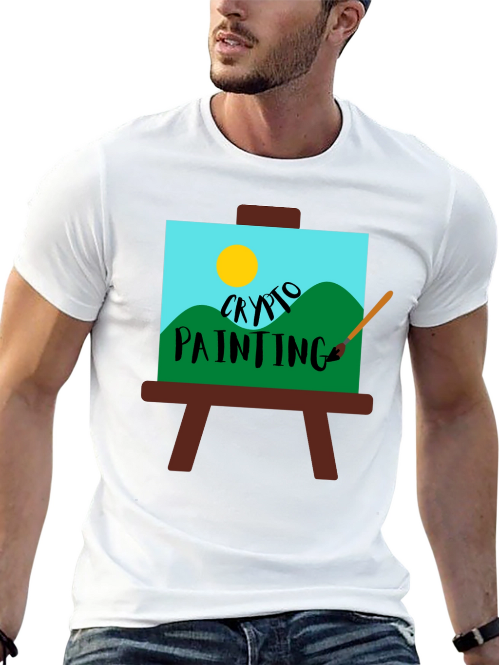 Crypto Painting T-Shirt - Unique Artistic Design