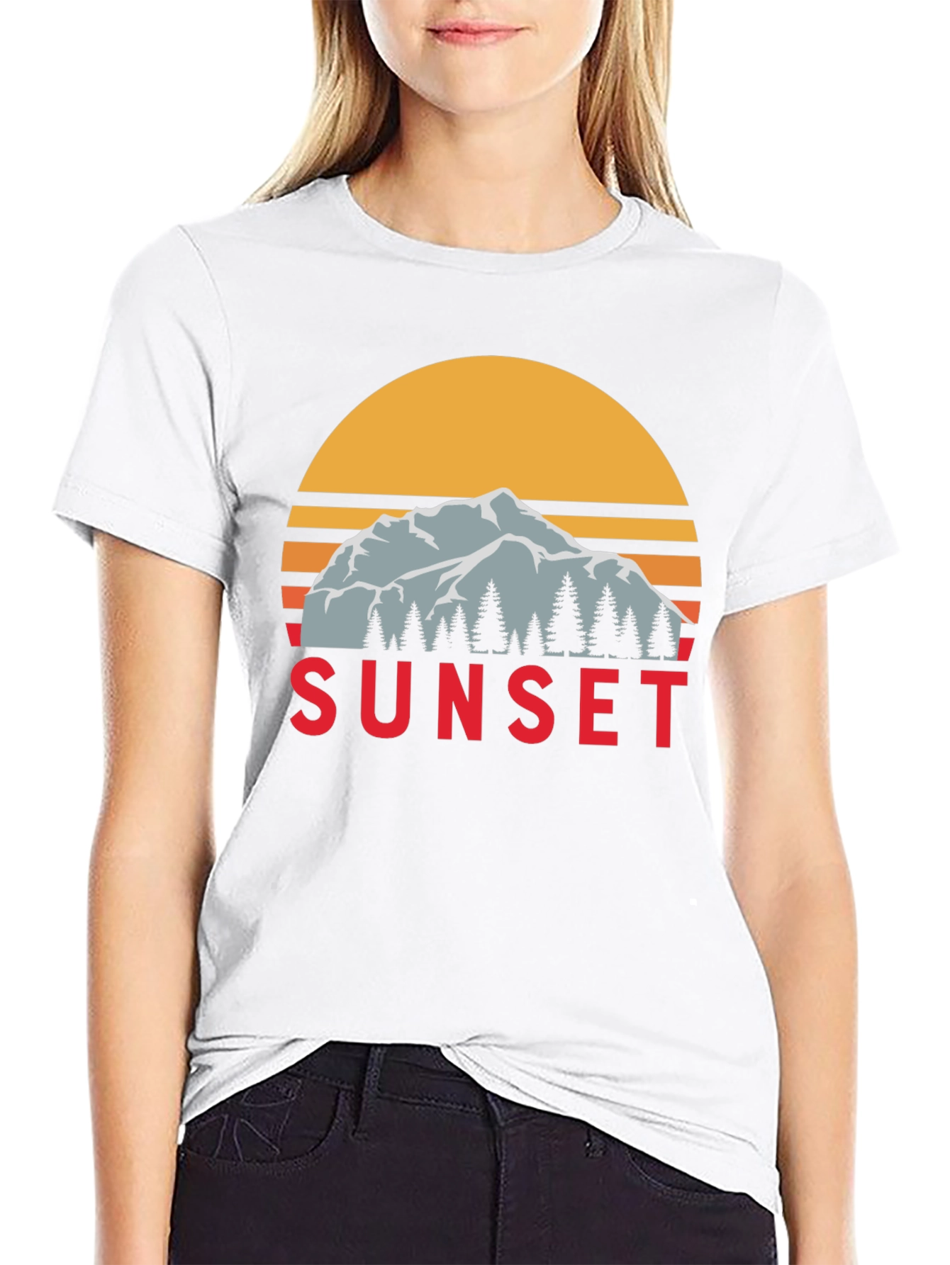 Sunset Mountain Graphic Tee - Retro Style