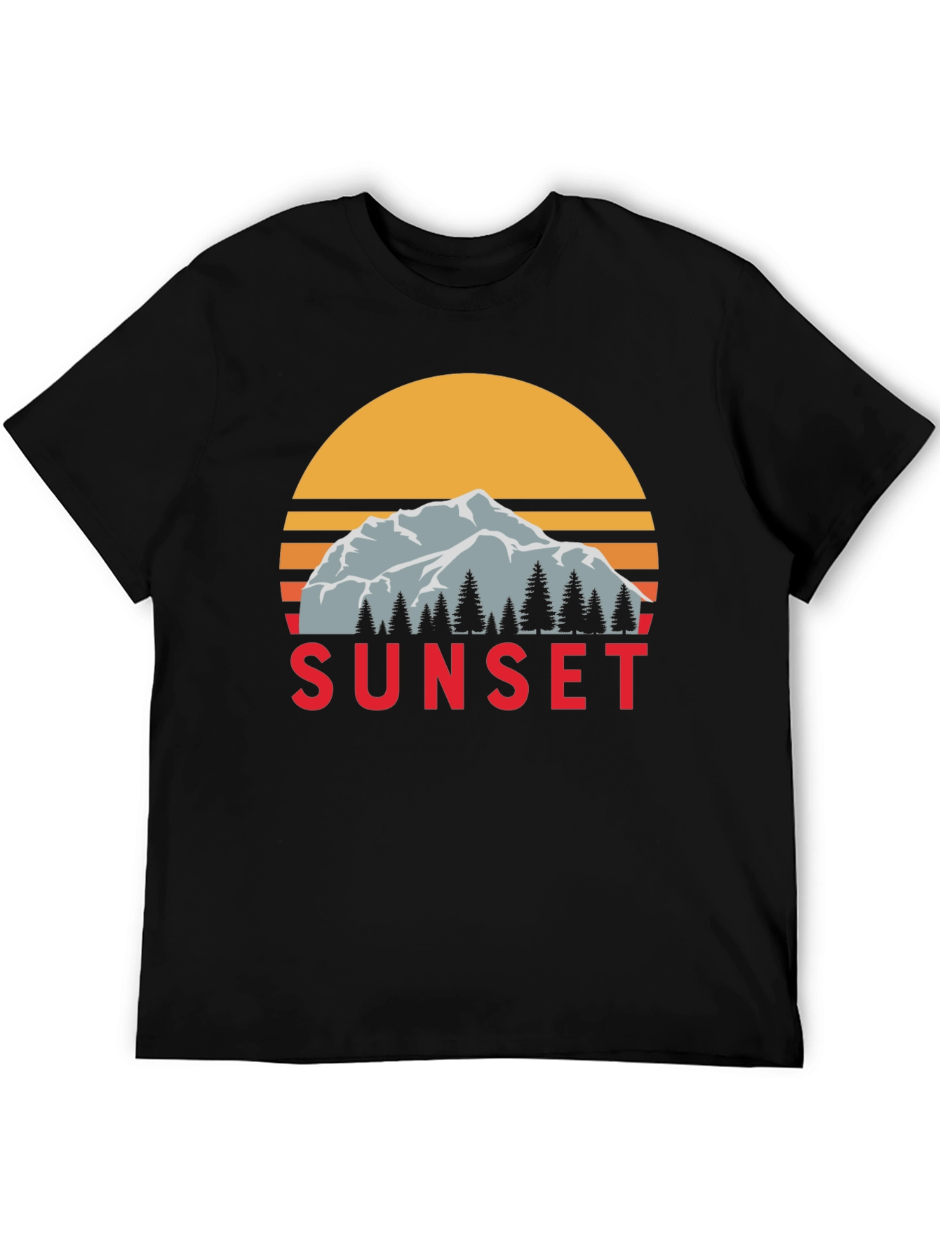 Sunset Mountain Graphic Tee - Retro Style