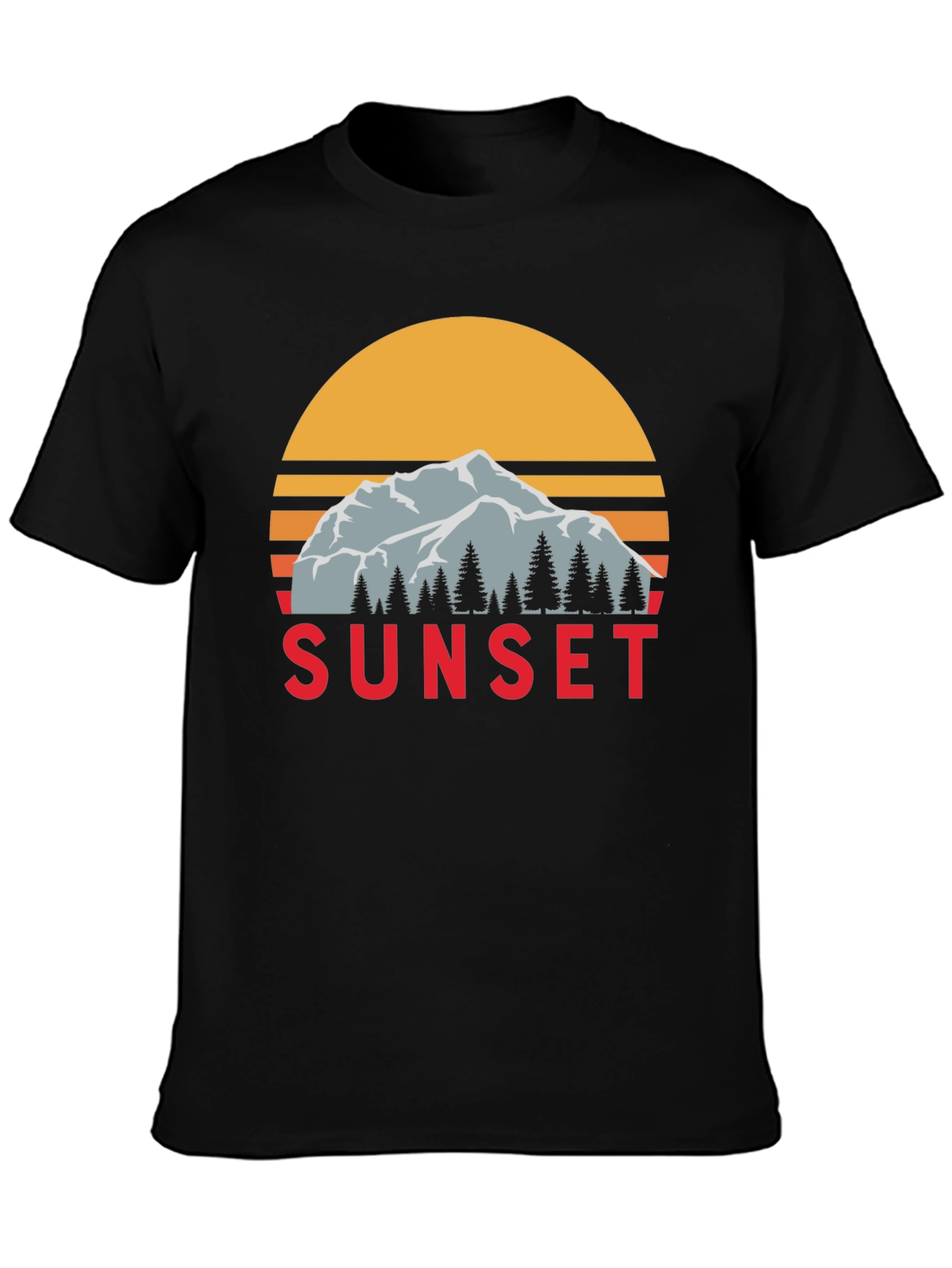 Sunset Mountain Graphic Tee - Retro Style