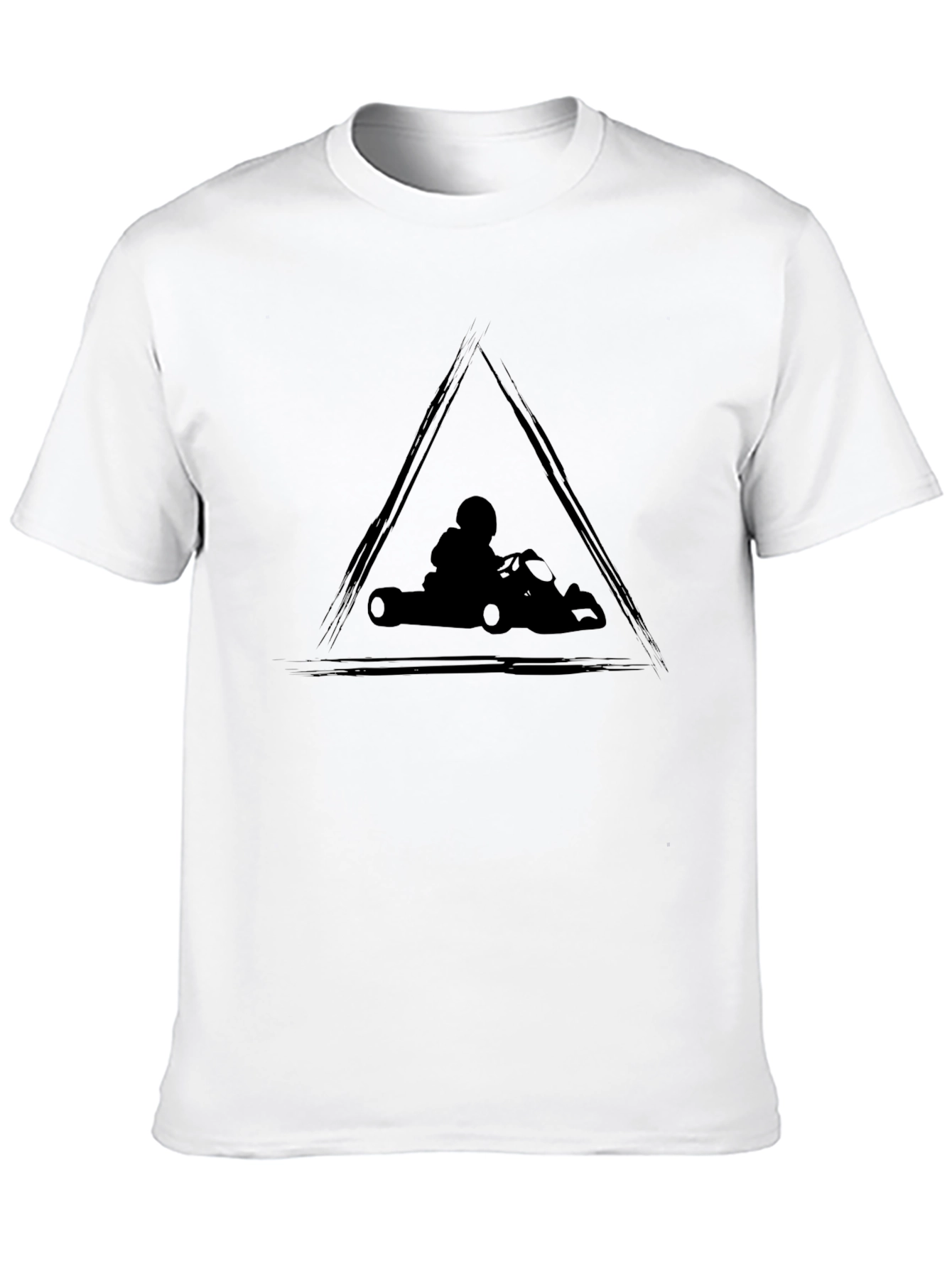 Go-Kart Racing Triangle Graphic Black T-Shirt