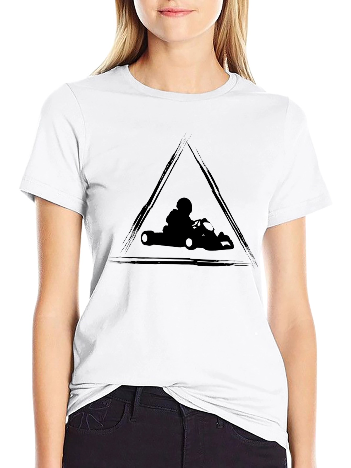 Go-Kart Racing Triangle Graphic Black T-Shirt