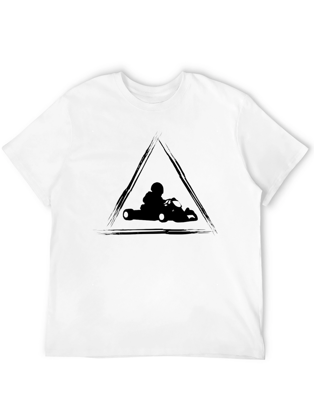 Go-Kart Racing Triangle Graphic Black T-Shirt