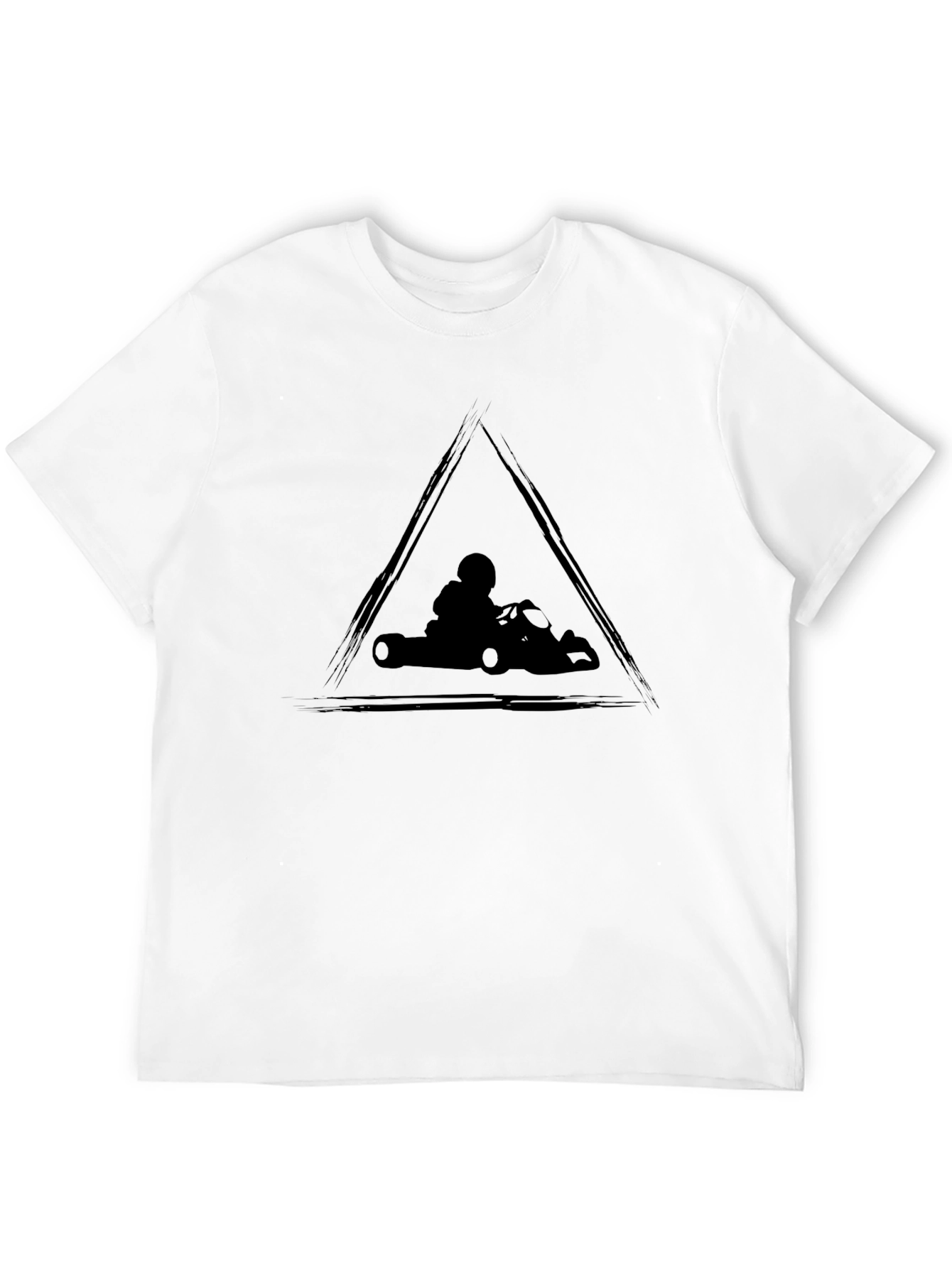 Go-Kart Racing Triangle Graphic Black T-Shirt