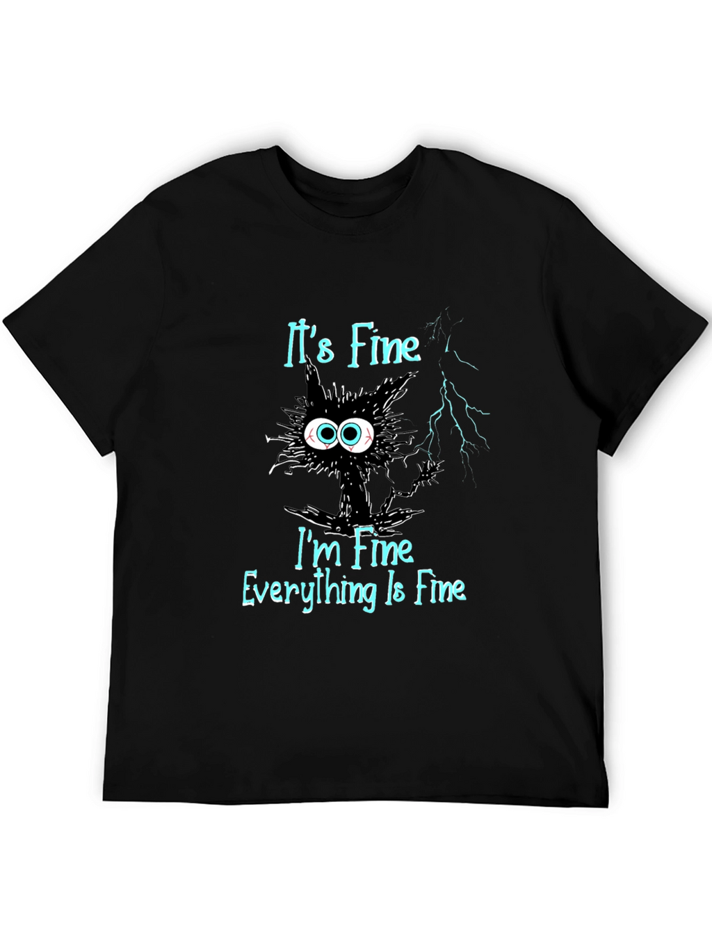 Its Fine Cat T-Shirt - Mens Black Graphic Tee