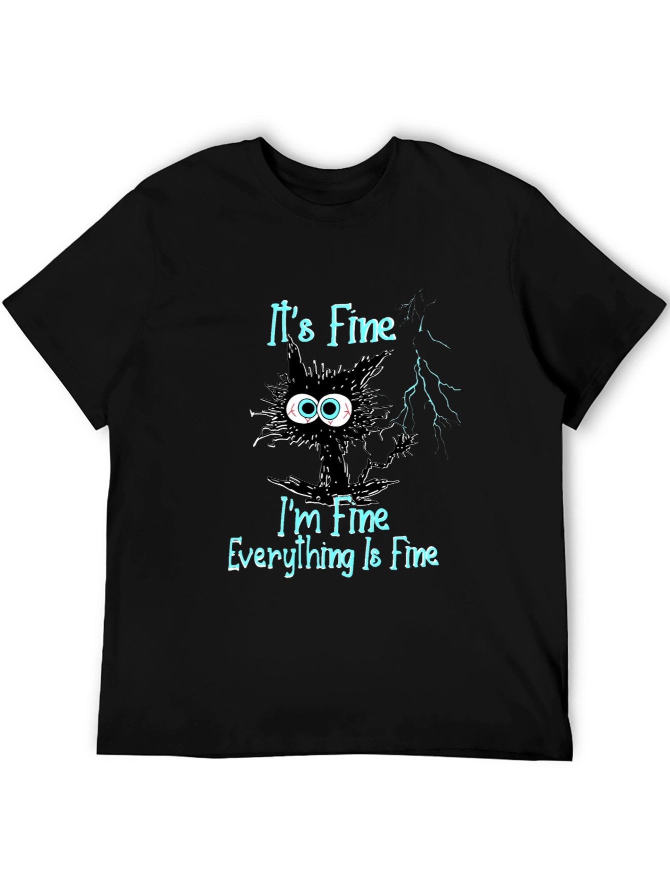 Its Fine Cat T-Shirt - Mens Black Graphic Tee