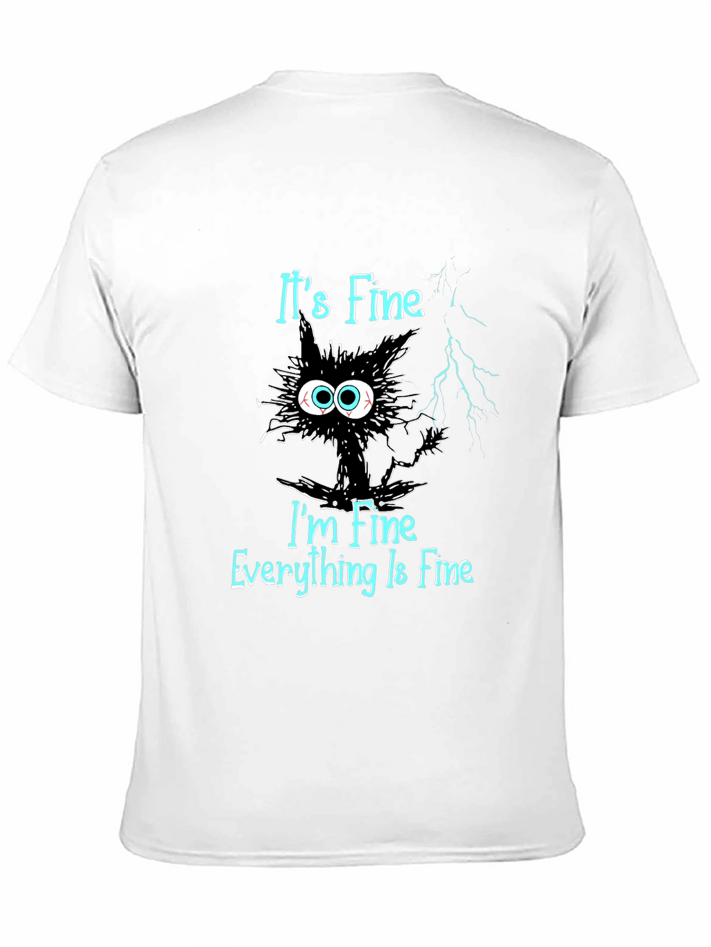 Its Fine Cat T-Shirt - Mens Black Graphic Tee