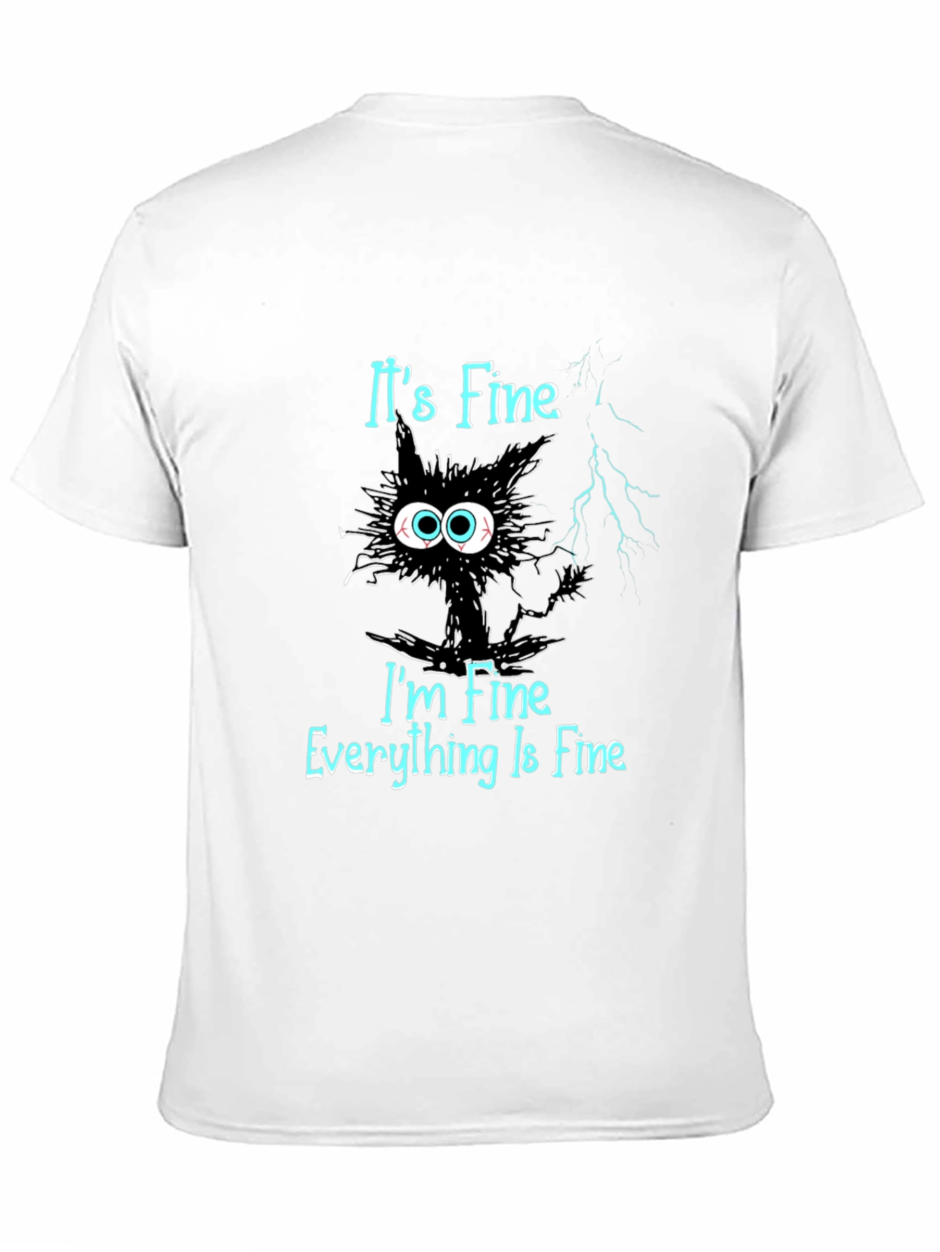 Its Fine Cat T-Shirt - Mens Black Graphic Tee