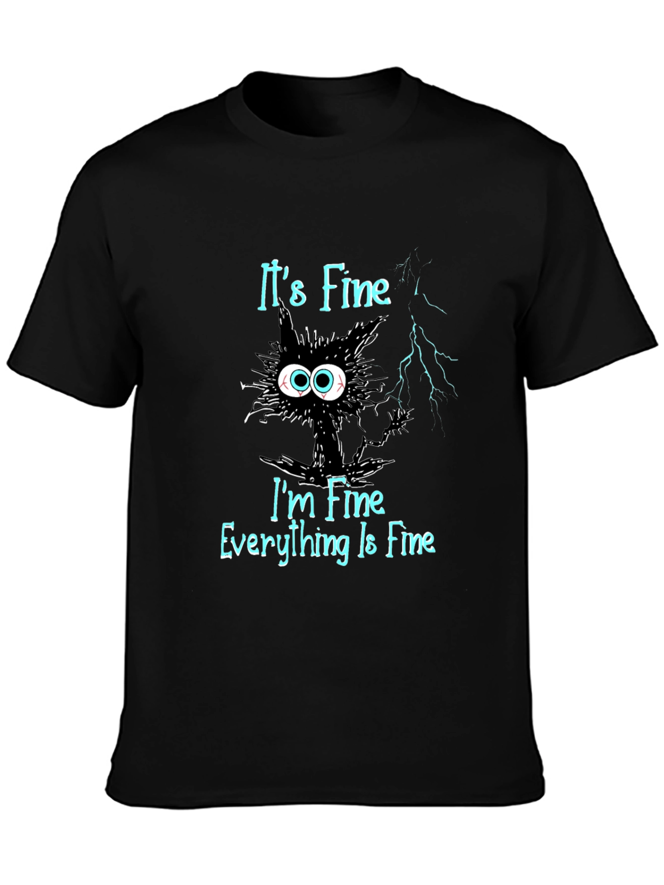 Its Fine Cat T-Shirt - Mens Black Graphic Tee