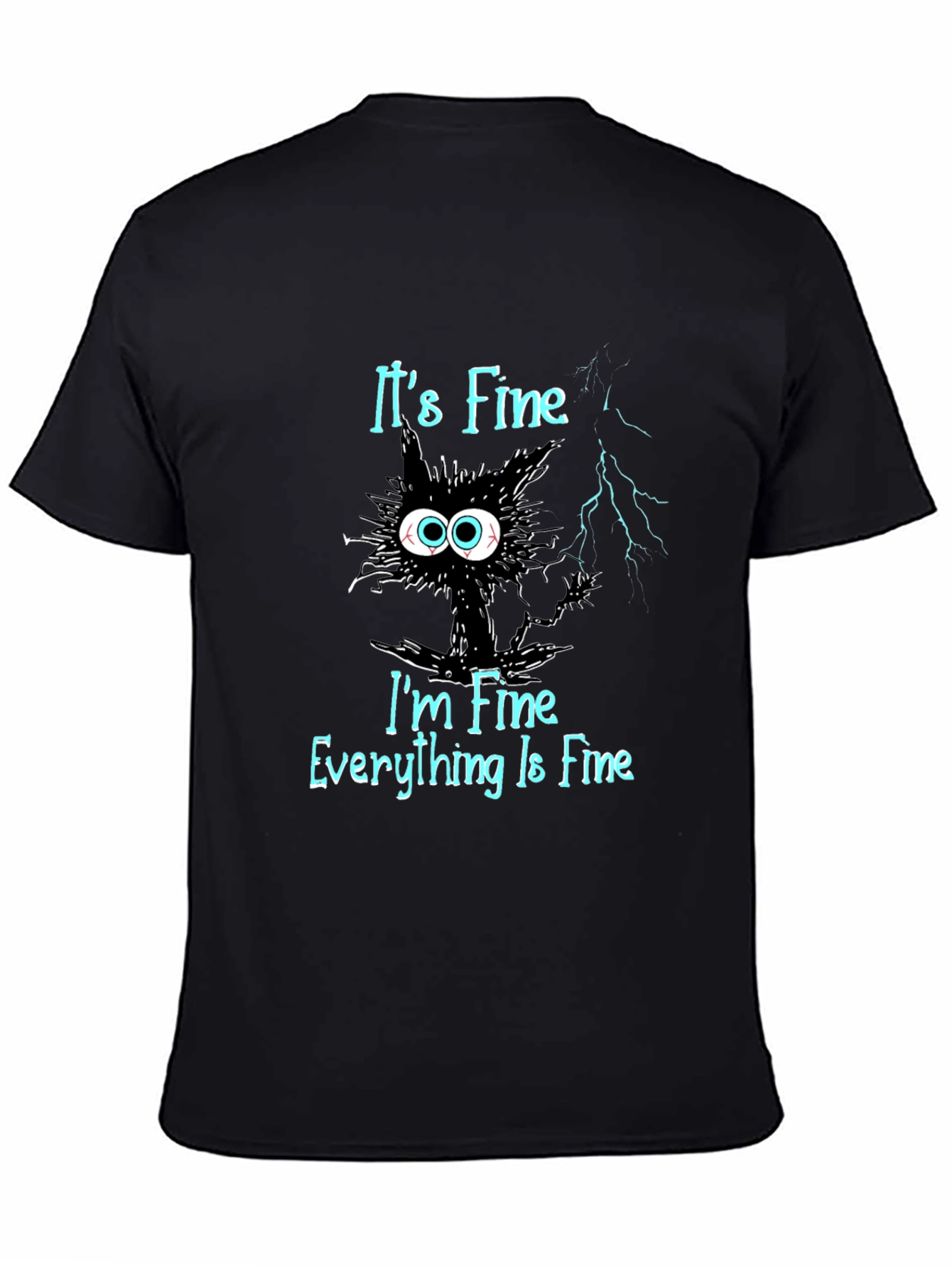 Its Fine Cat T-Shirt - Mens Black Graphic Tee